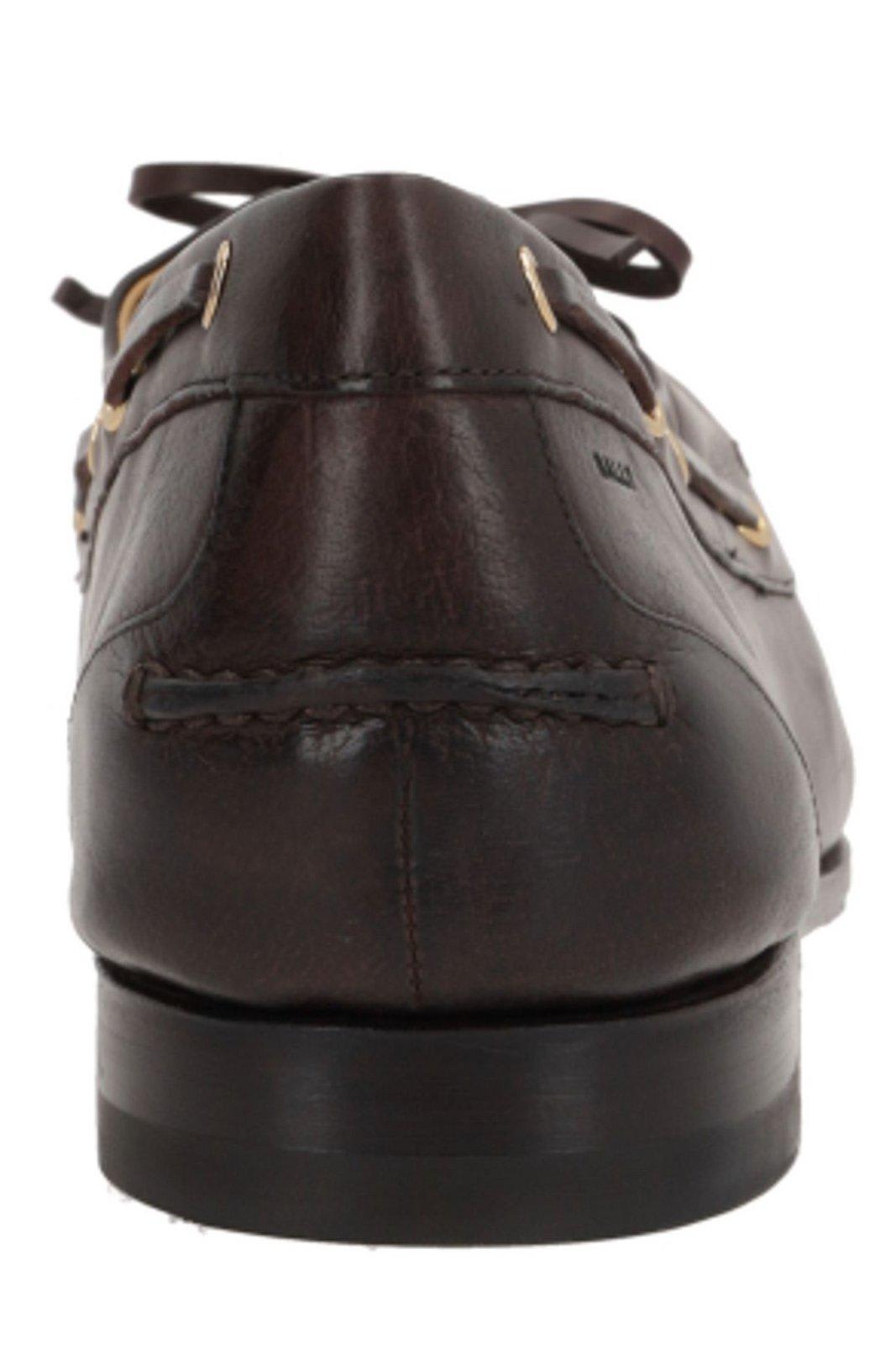 Bally Apron Toe Stacked Heel Loafers With Eyelet Detailing In Ebano50