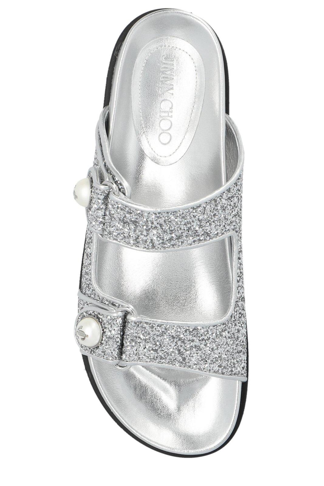 Shop Jimmy Choo Fayence Glitter Sandals In Silver