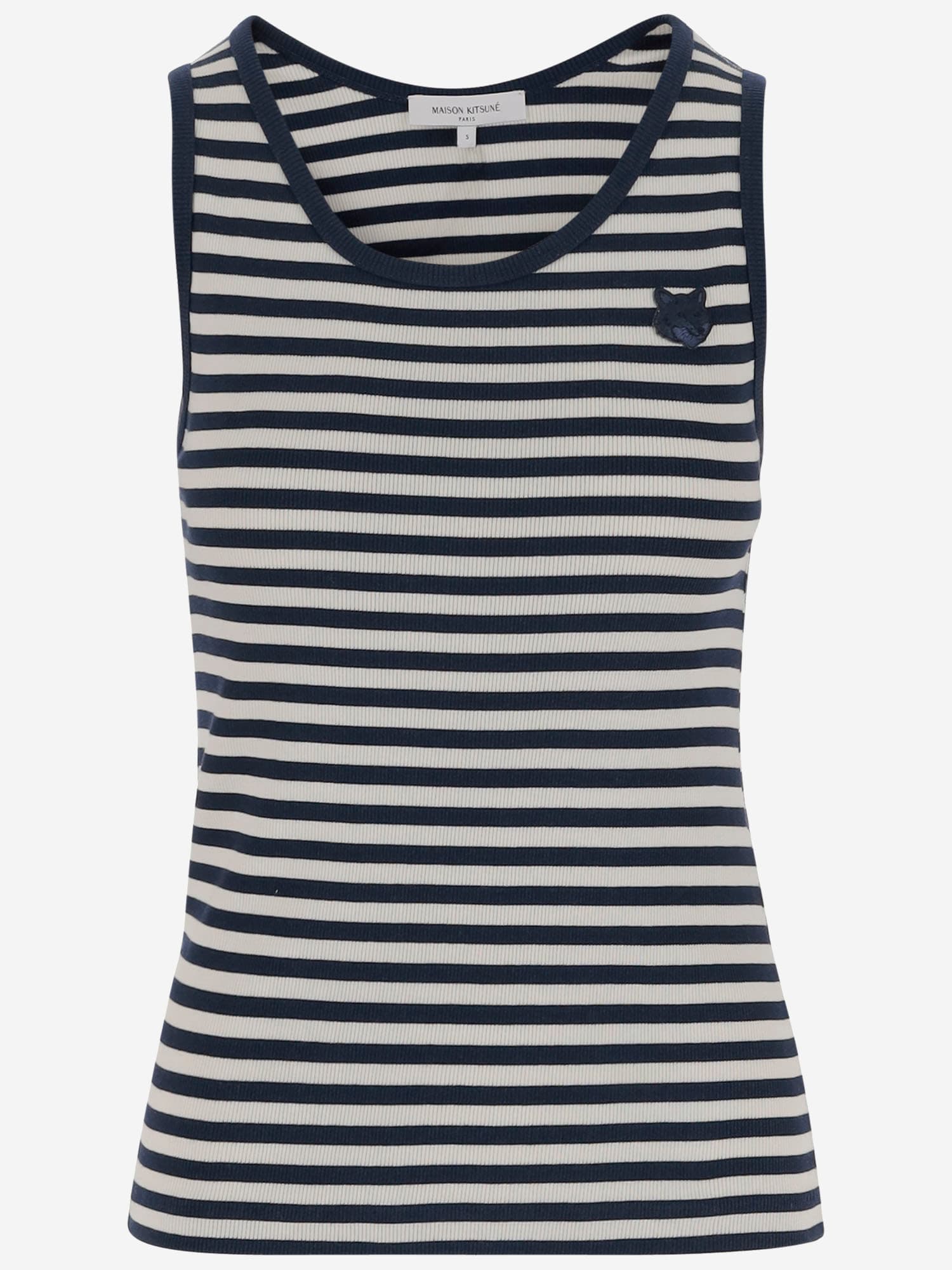 Maison Kitsuné Stretch Cotton Tank Top With Logo