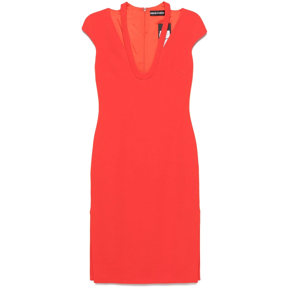 David Koma Cady Midi Dress In Orange