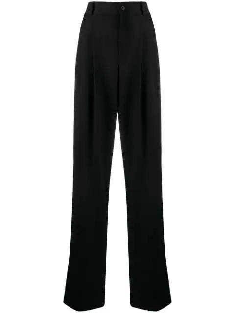 Shop Saint Laurent Wide-leg Pleated Trousers In Black