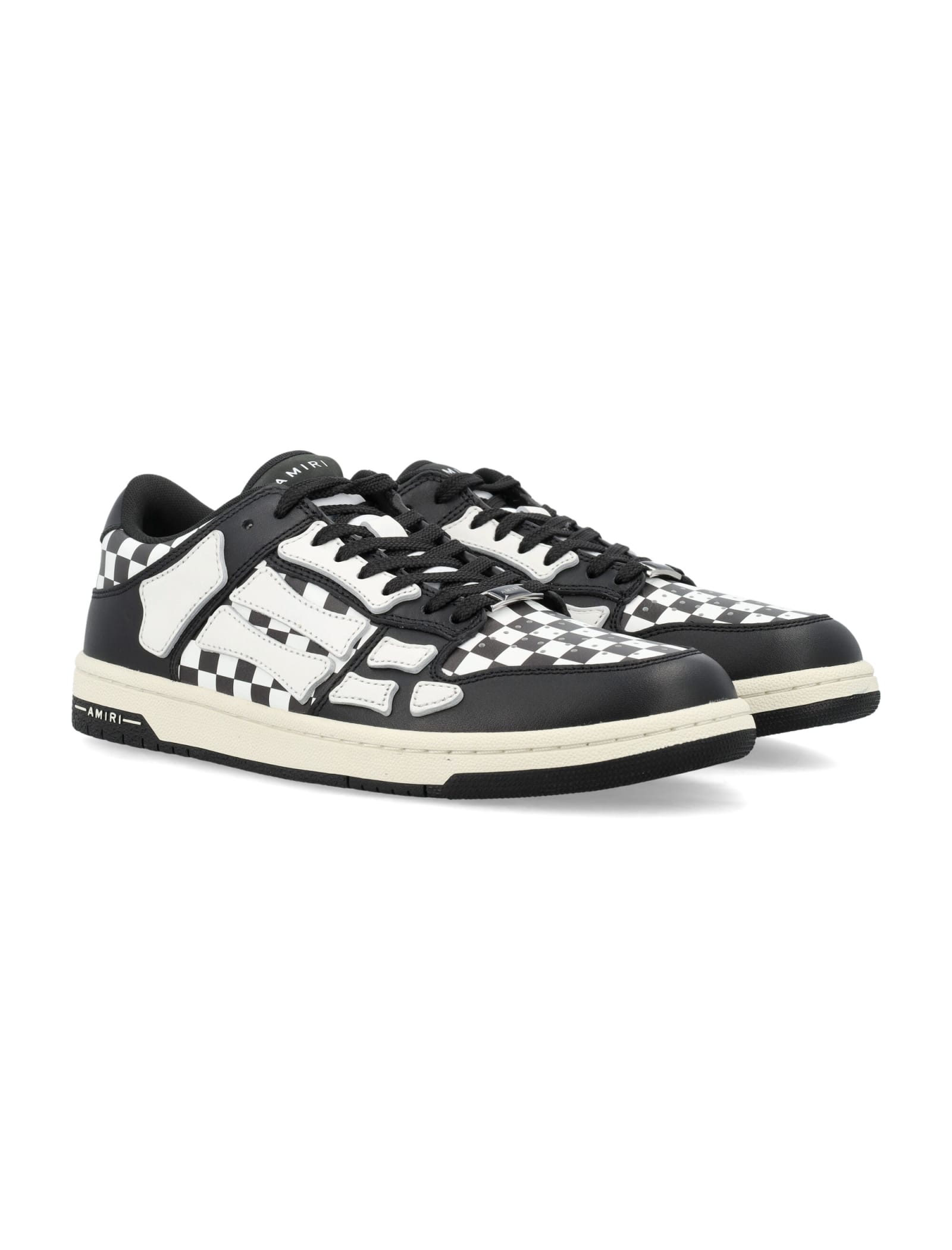 Amiri Checkered Skel Top Low Sneakers In Black White
