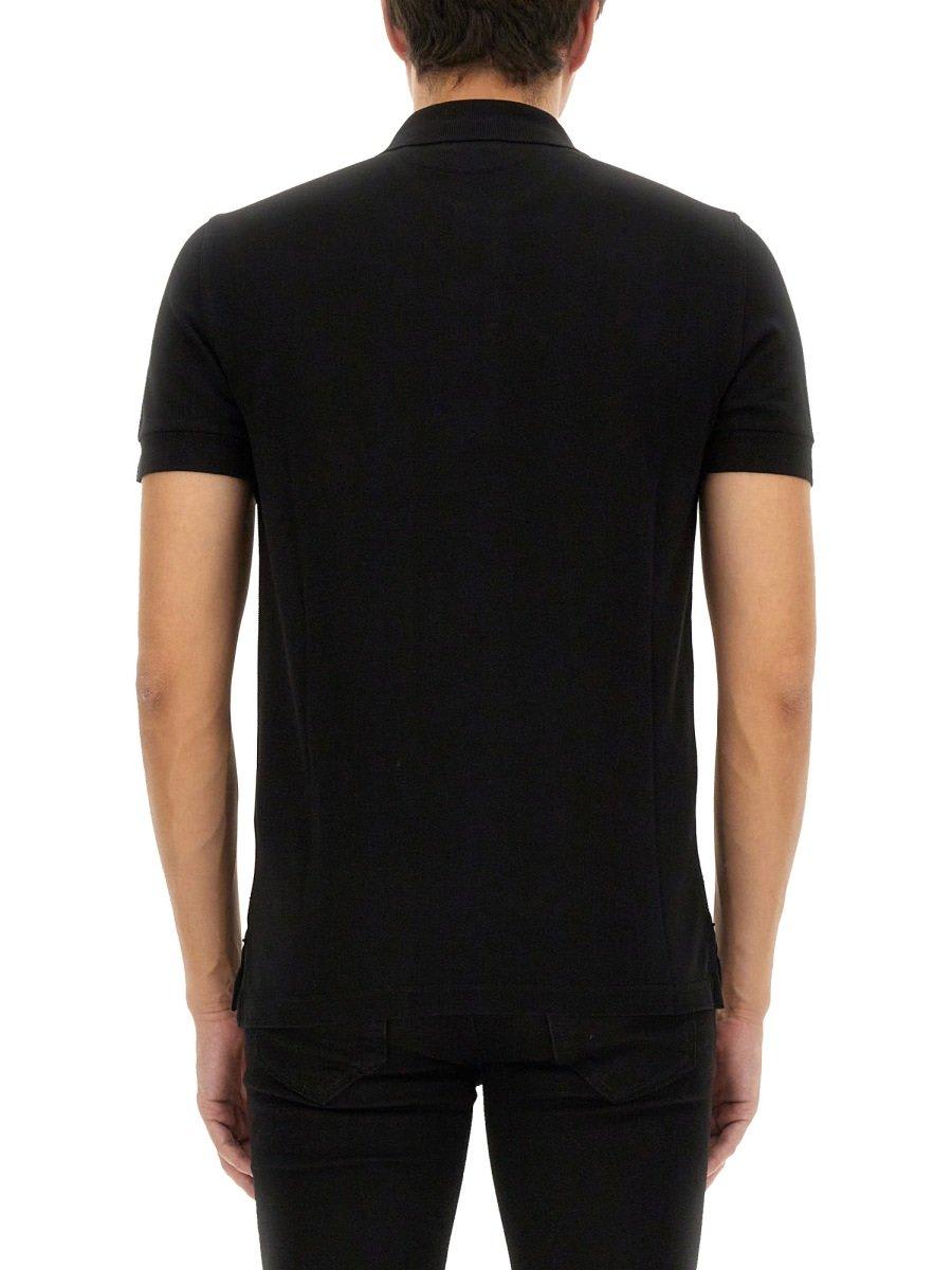 Tom Ford Black Short-sleeves Polo In Cotton Piquet Jersey In Black