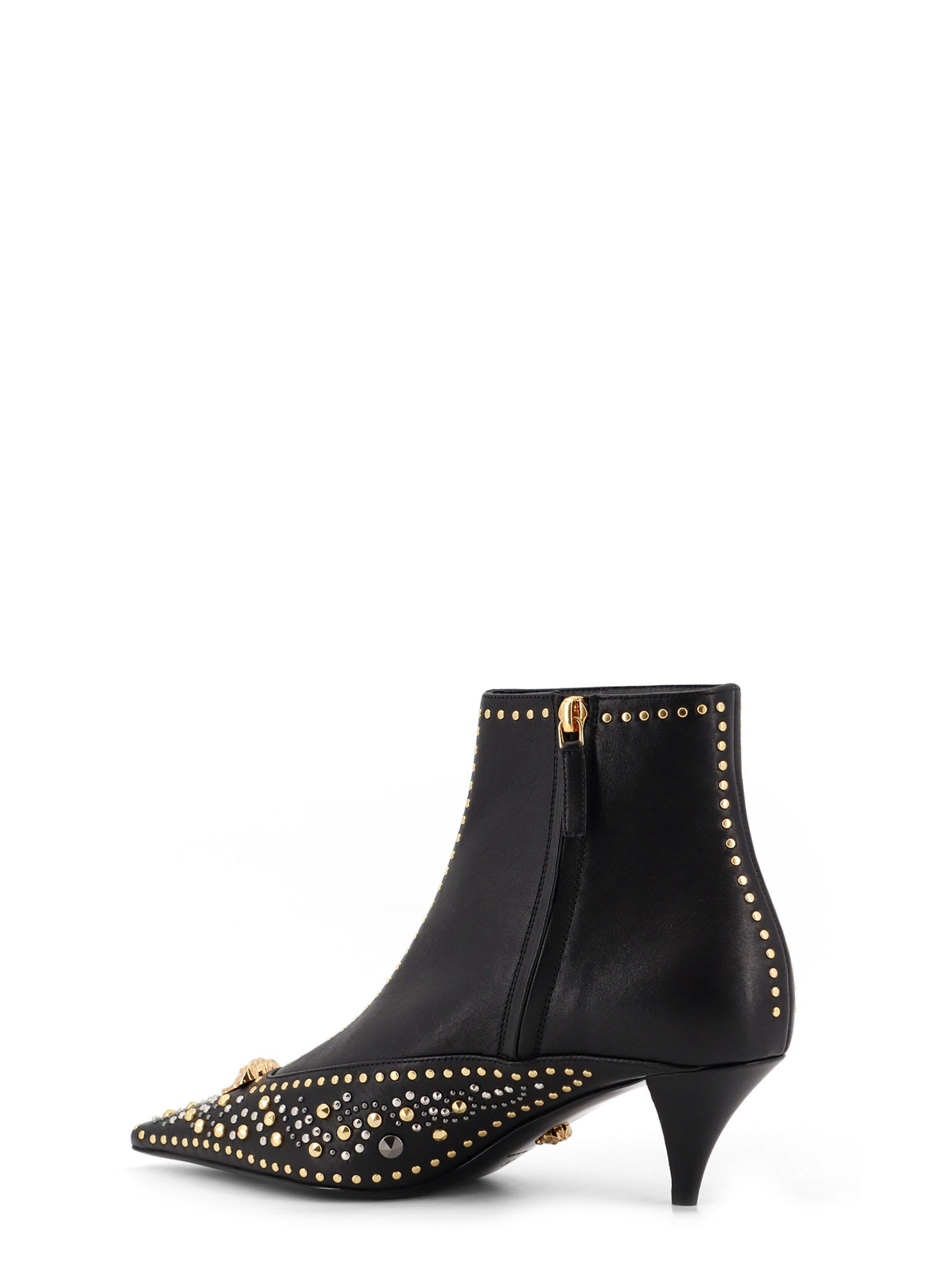 Versace Leather Ankle Boots In Black
