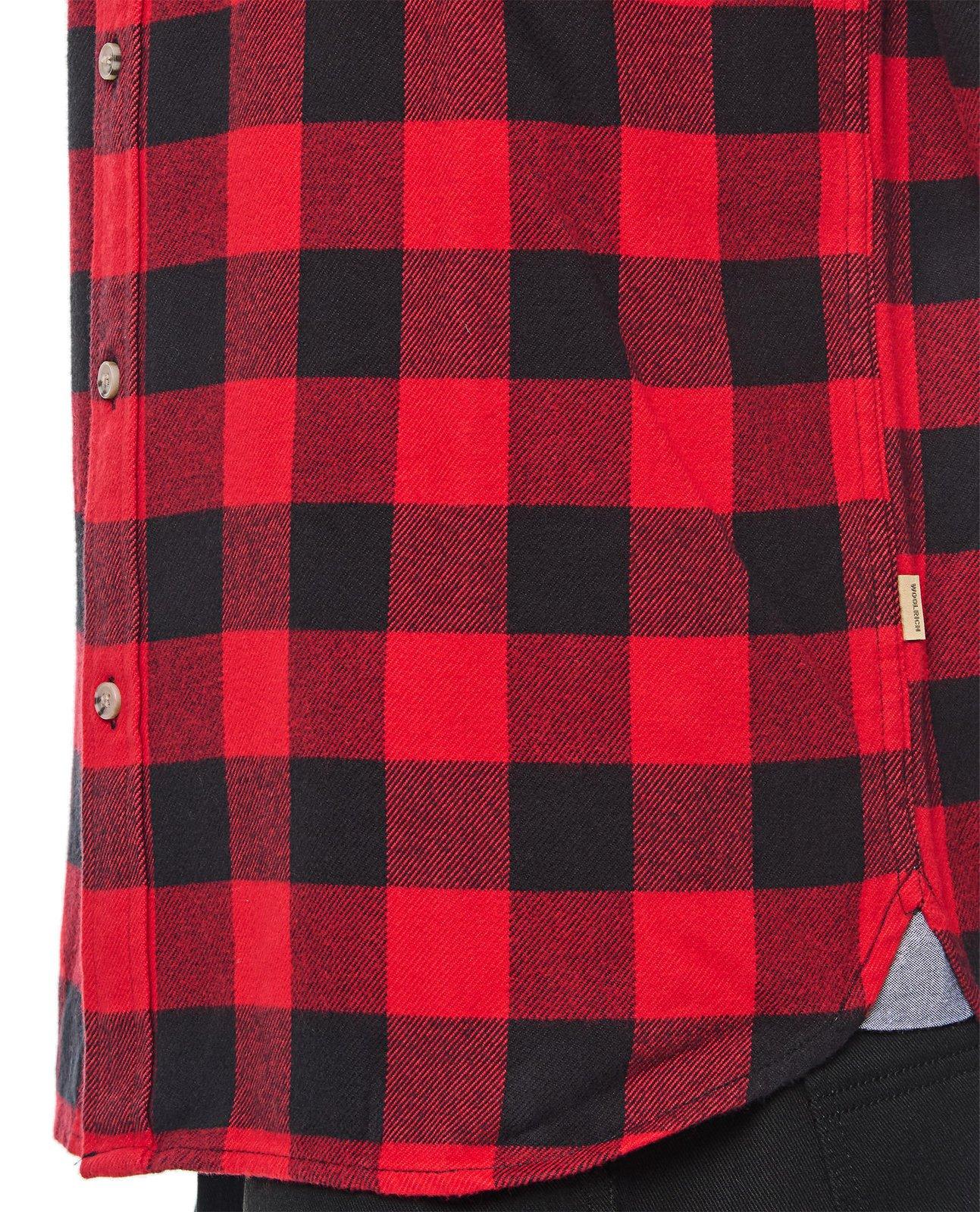 Woolrich Checked Cotton Flannel Shirt With Double Breast Pocket In Red Buffalo