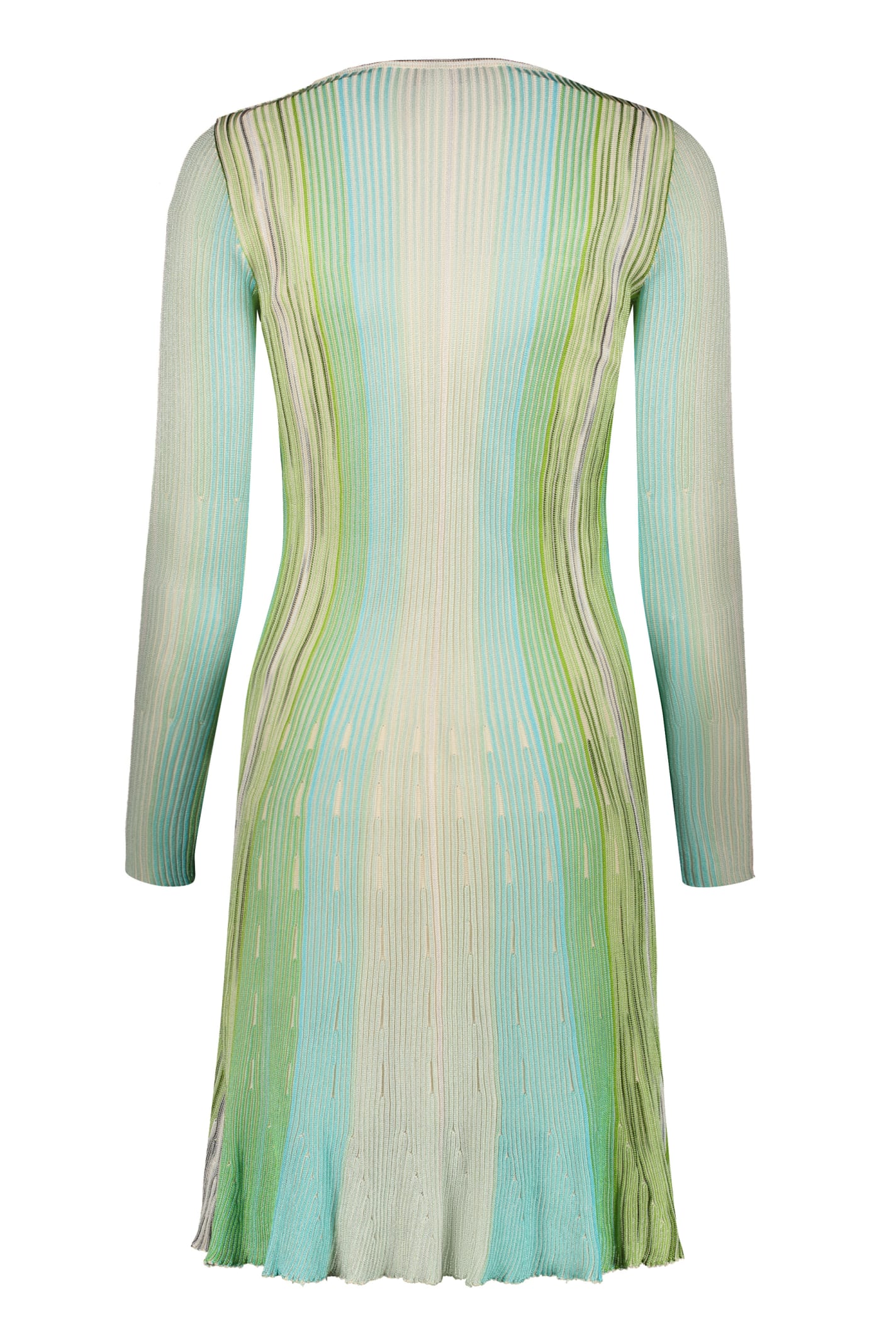 Shop Missoni Ribbed Knit Midi Dress In Green