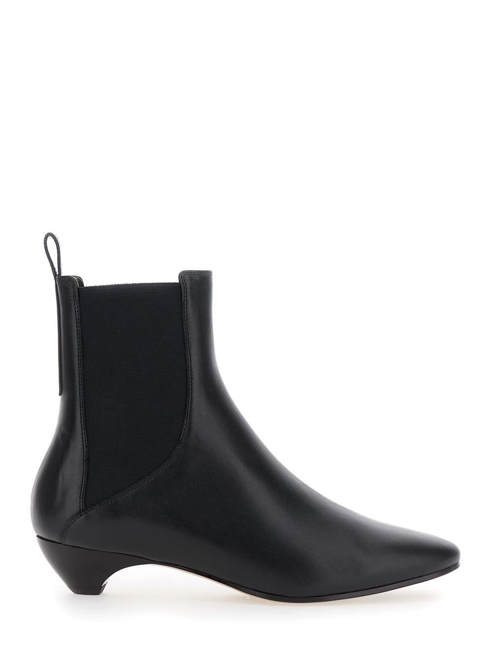 allegra Chelsea Black Ankle Boots With Elastic Panels In Leather Woman