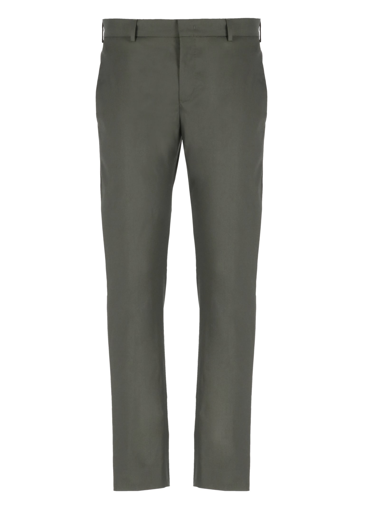 Shop Pt Torino Cotton Tailored Trousers  In Green