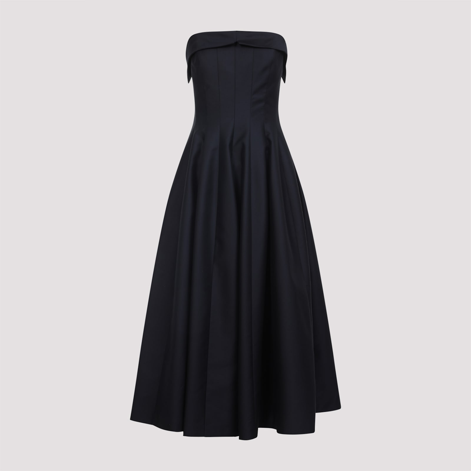 Alberta Ferretti Shoulder-baring Dress With Fitted Bodice And Flared Skirt In Black