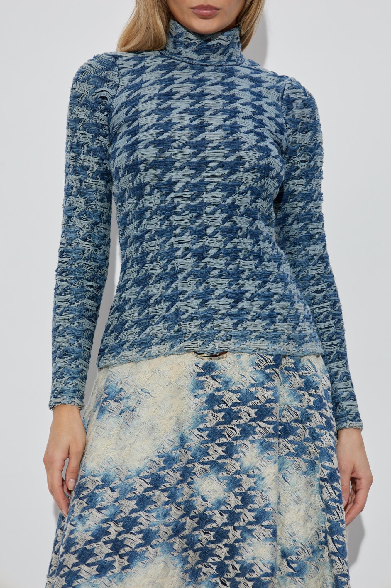 Diesel Knitwear Long Sleeve High Neck Denim Style In Blue