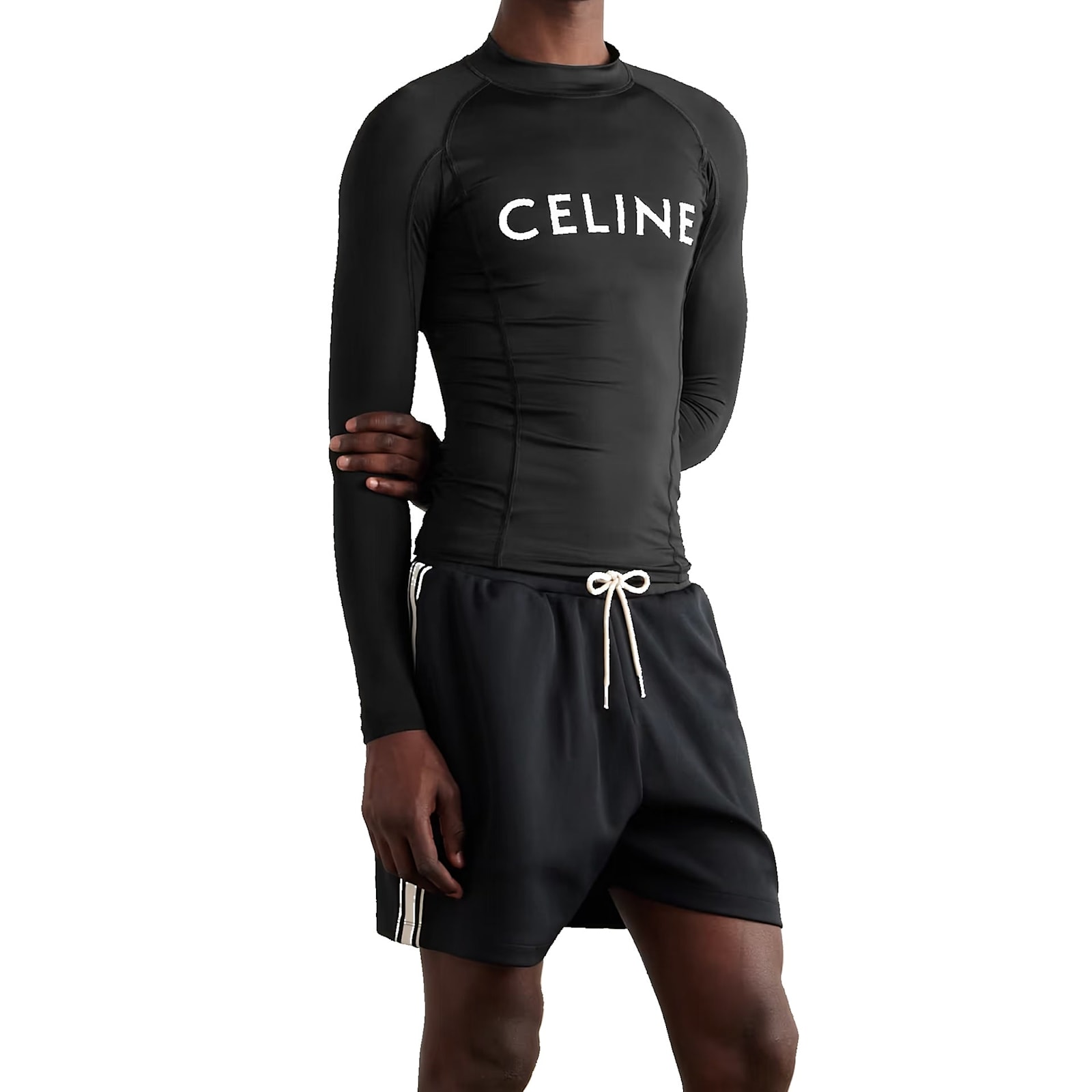 Celine Surf Logo Stretch Jersey T Shirt In Black
