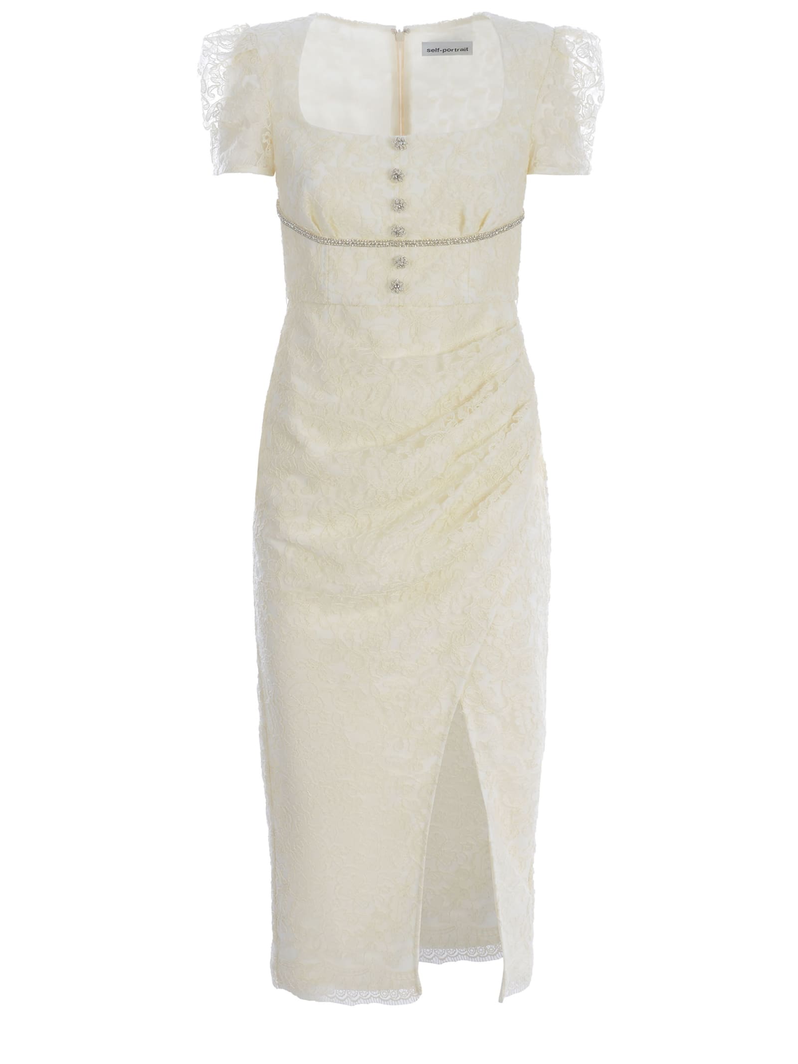 Self-portrait Dress  Made Of Lace In Crema