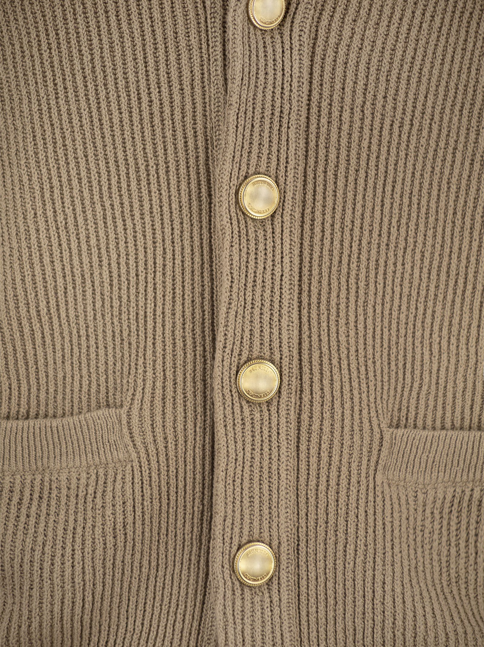 Shop Brunello Cucinelli Pure Cotton Ribbed Cardigan With Metal Button Fastening In Biscuits