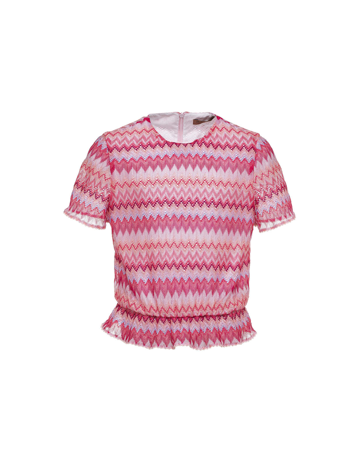 MISSONI PINK KNIT TOP WITH ZIG-ZAG PATTERN