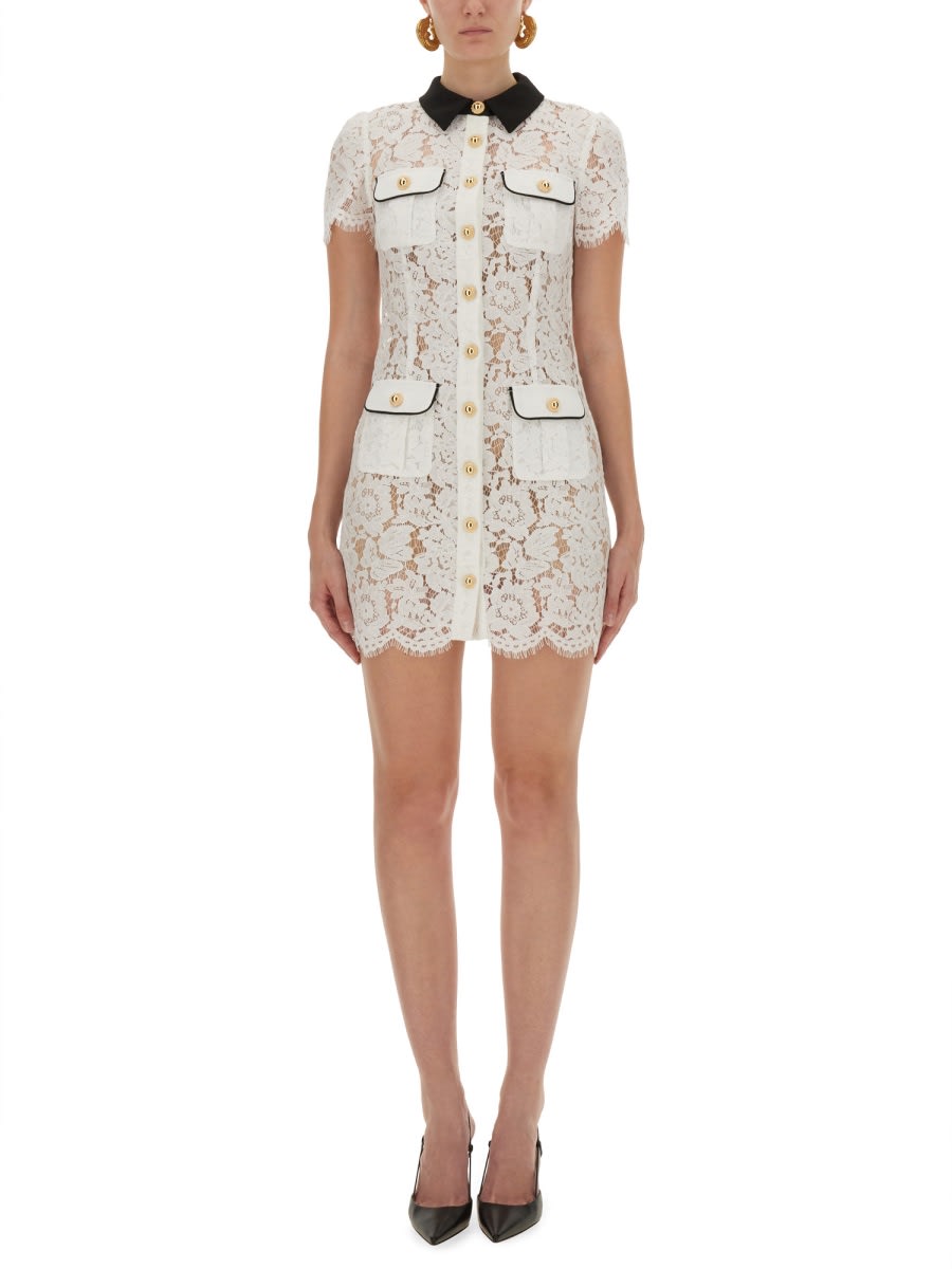 Self-portrait Short Dress With Floral Lace Embroidery Self Portrait In White