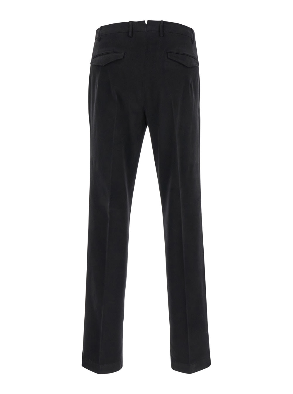 Shop Pt Torino Black Slim Pants With Concealed Closure In Cotton Man