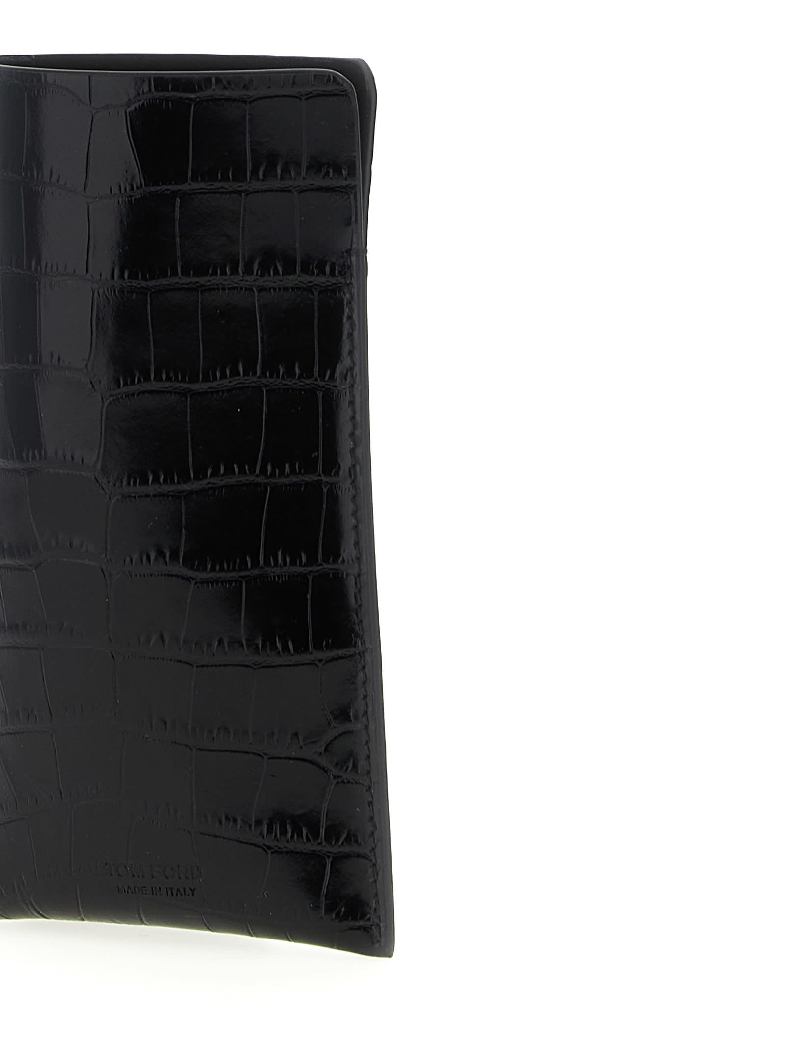 Tom Ford Crocodile Texture Compact Sunglasses Case In Black