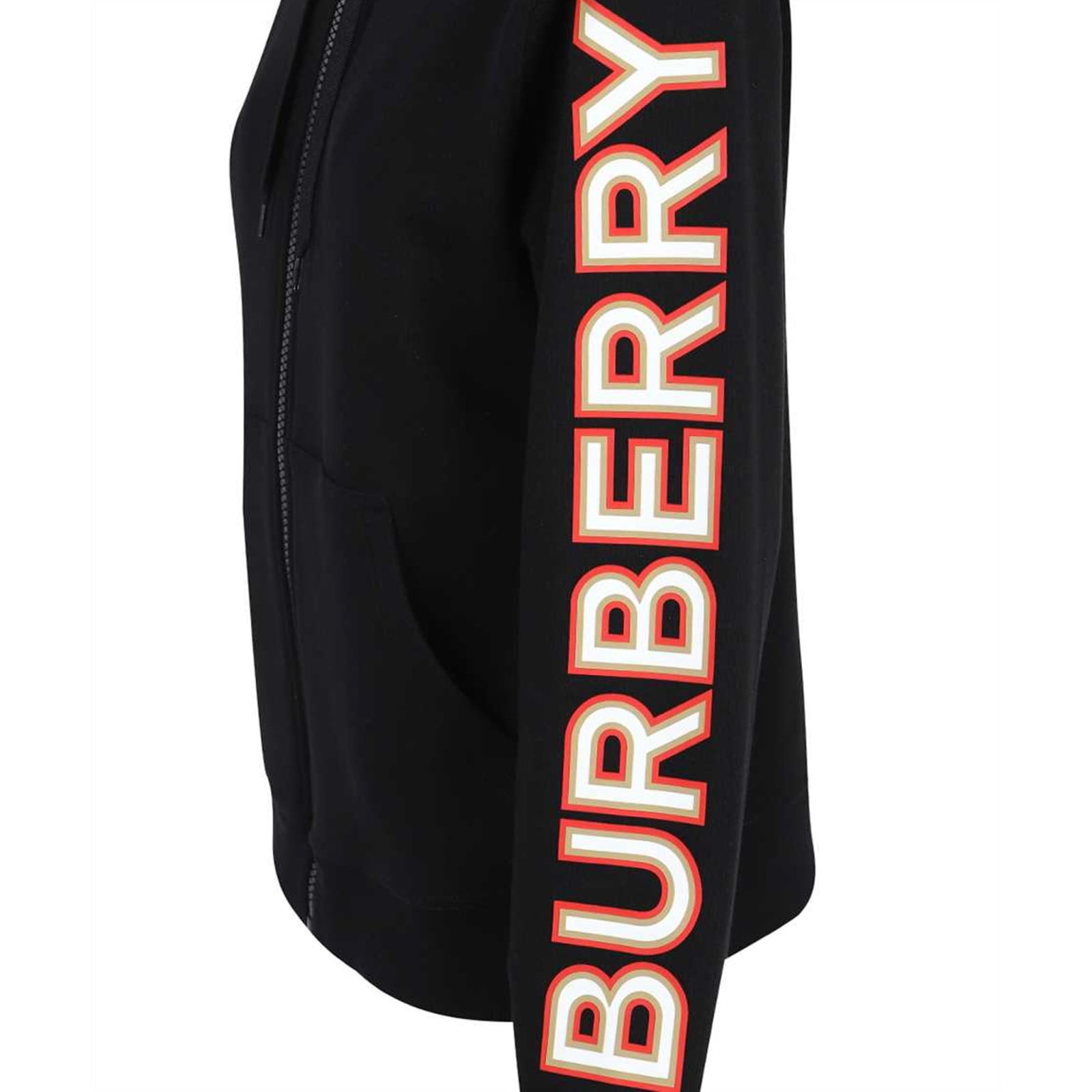 Shop Burberry Logo Zipped Sweatshirt In Black