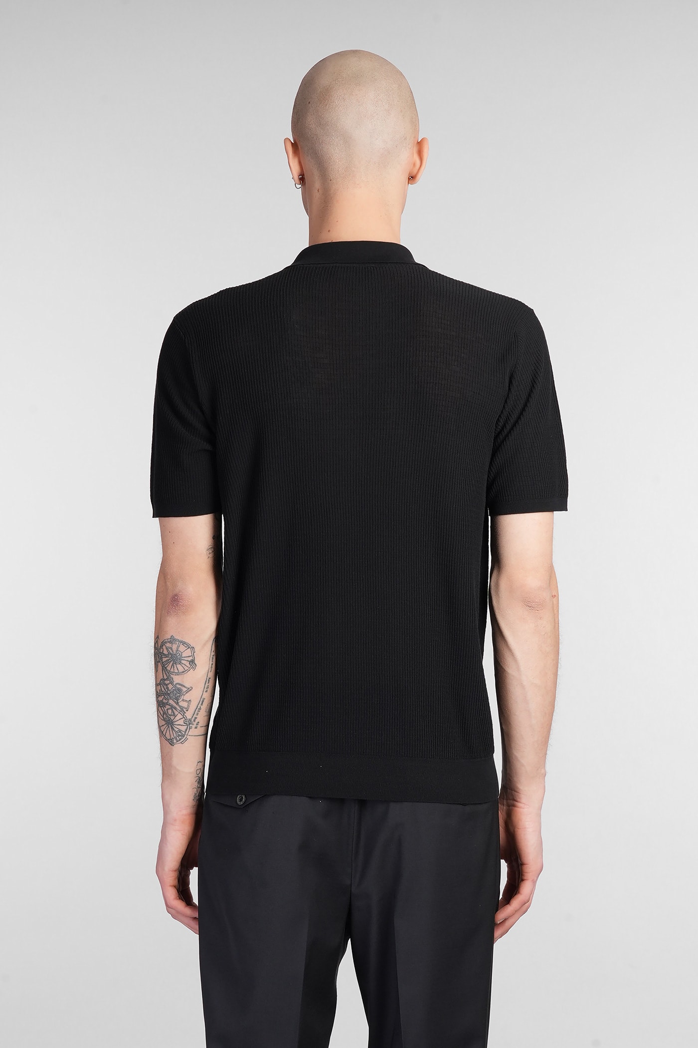Roberto Collina Polo In Black Cotton In Black