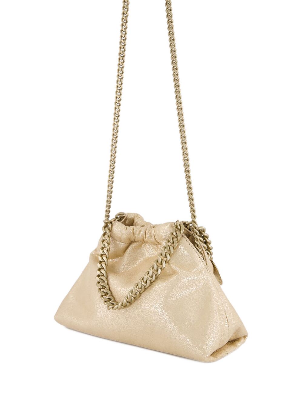 Stella Mccartney Falabella Mini Drastring Tote In Gold
