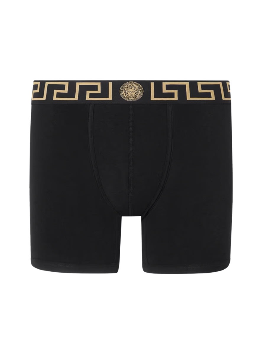 Versace Boxer Shorts With Greek In Black