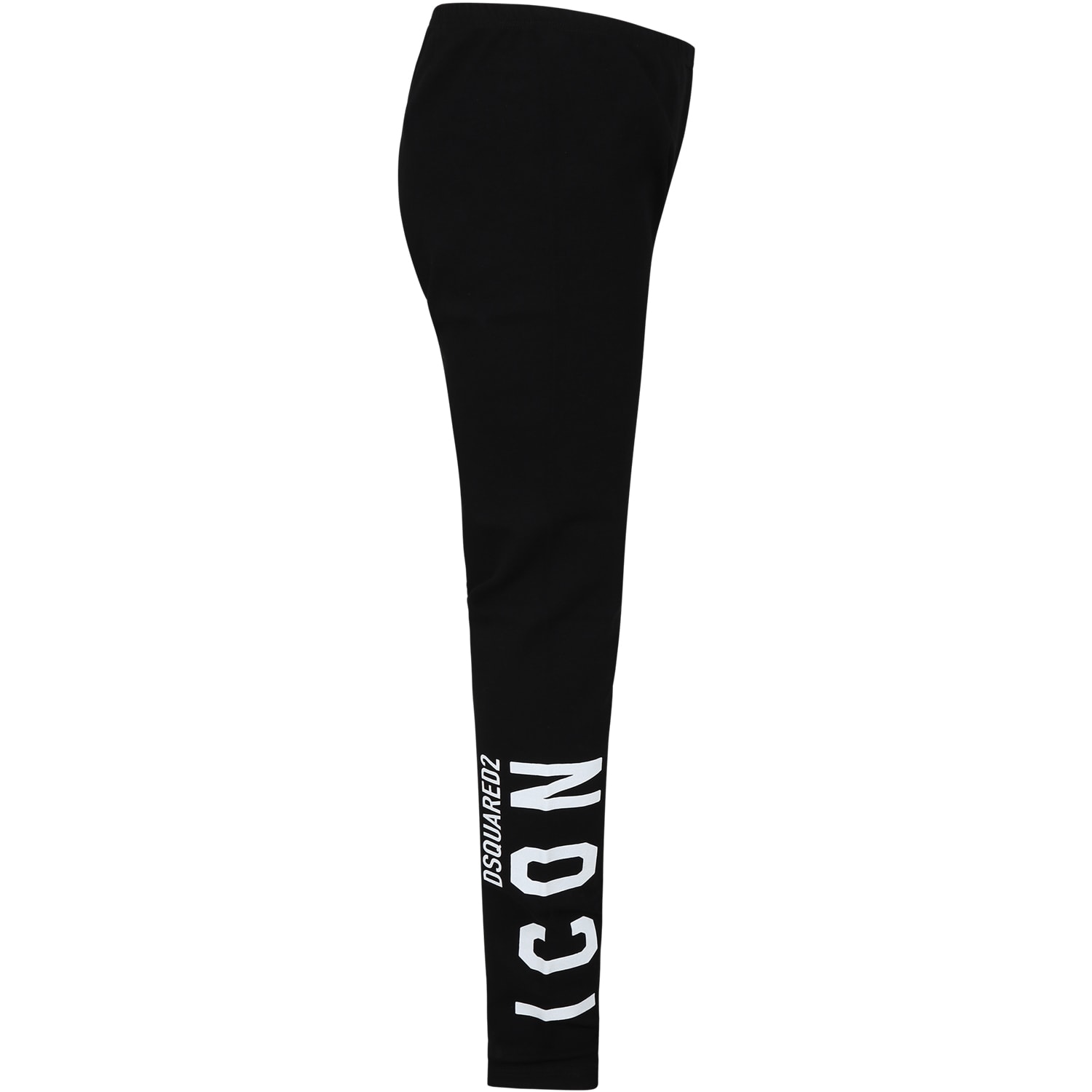 Dsquared2 Black Leggings For Girl With Logo In Black