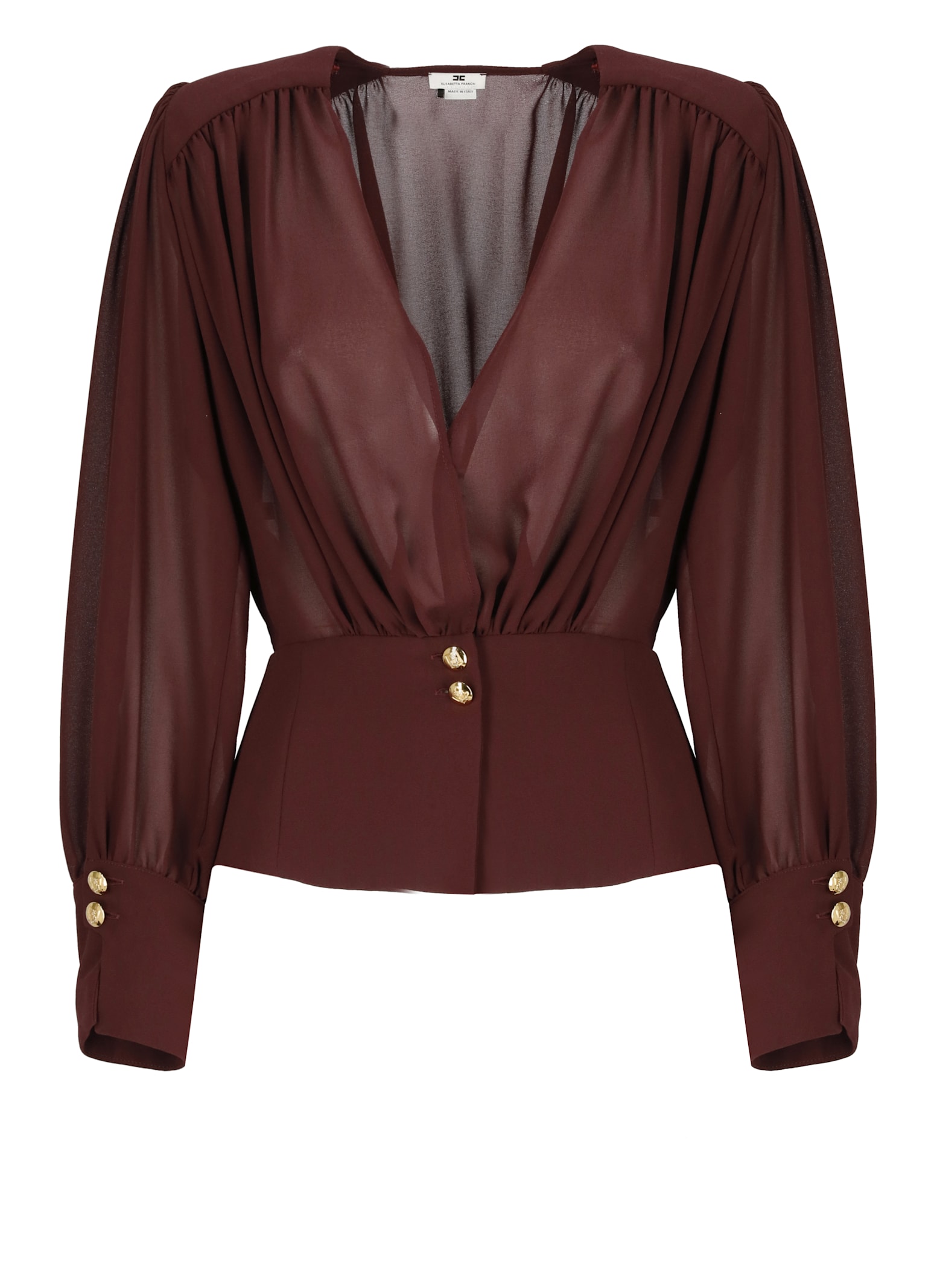 Elisabetta Franchi Georgette Shirt In Brown