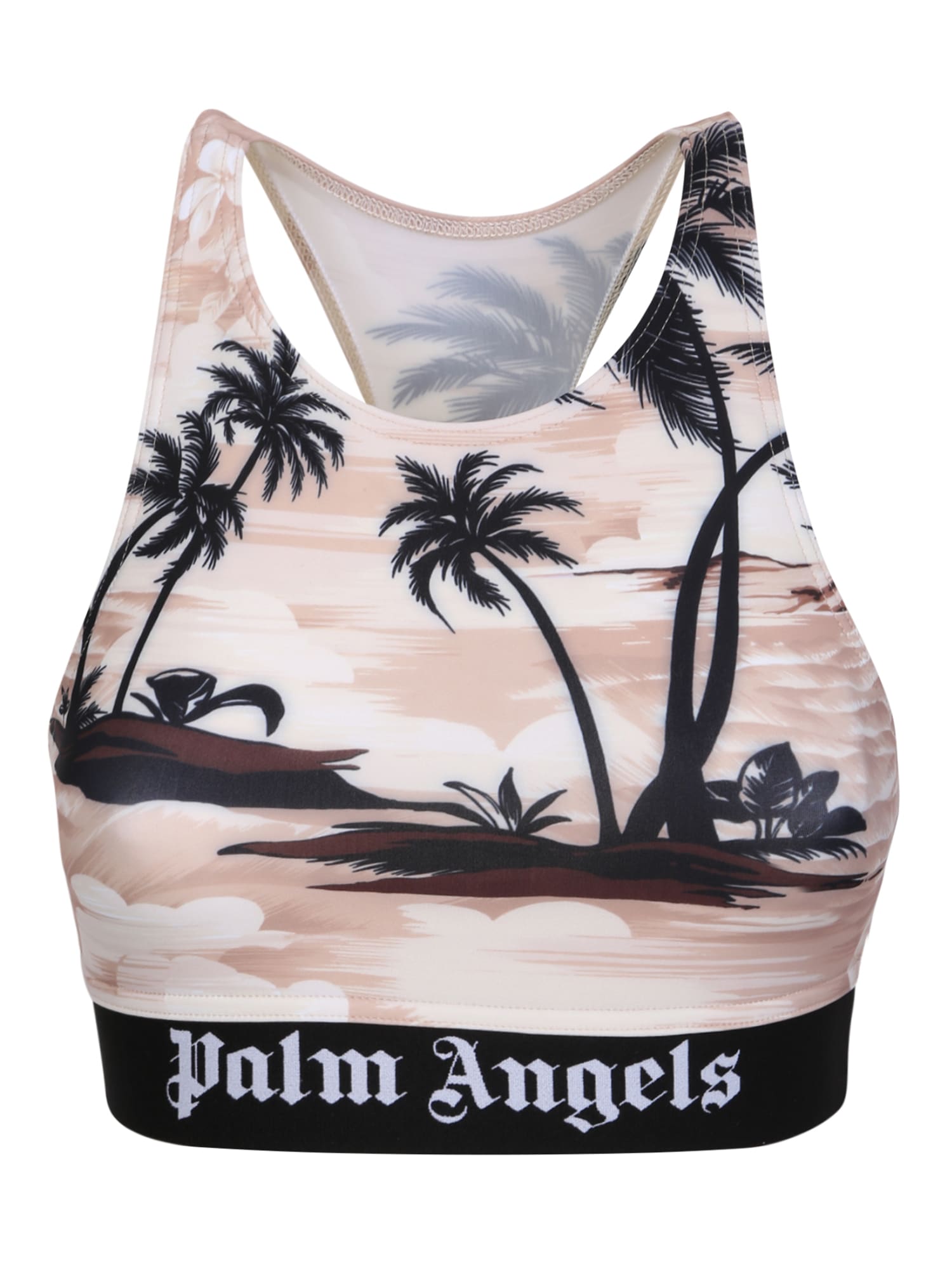 Shop Palm Angels Palm Print Track Top In Beige