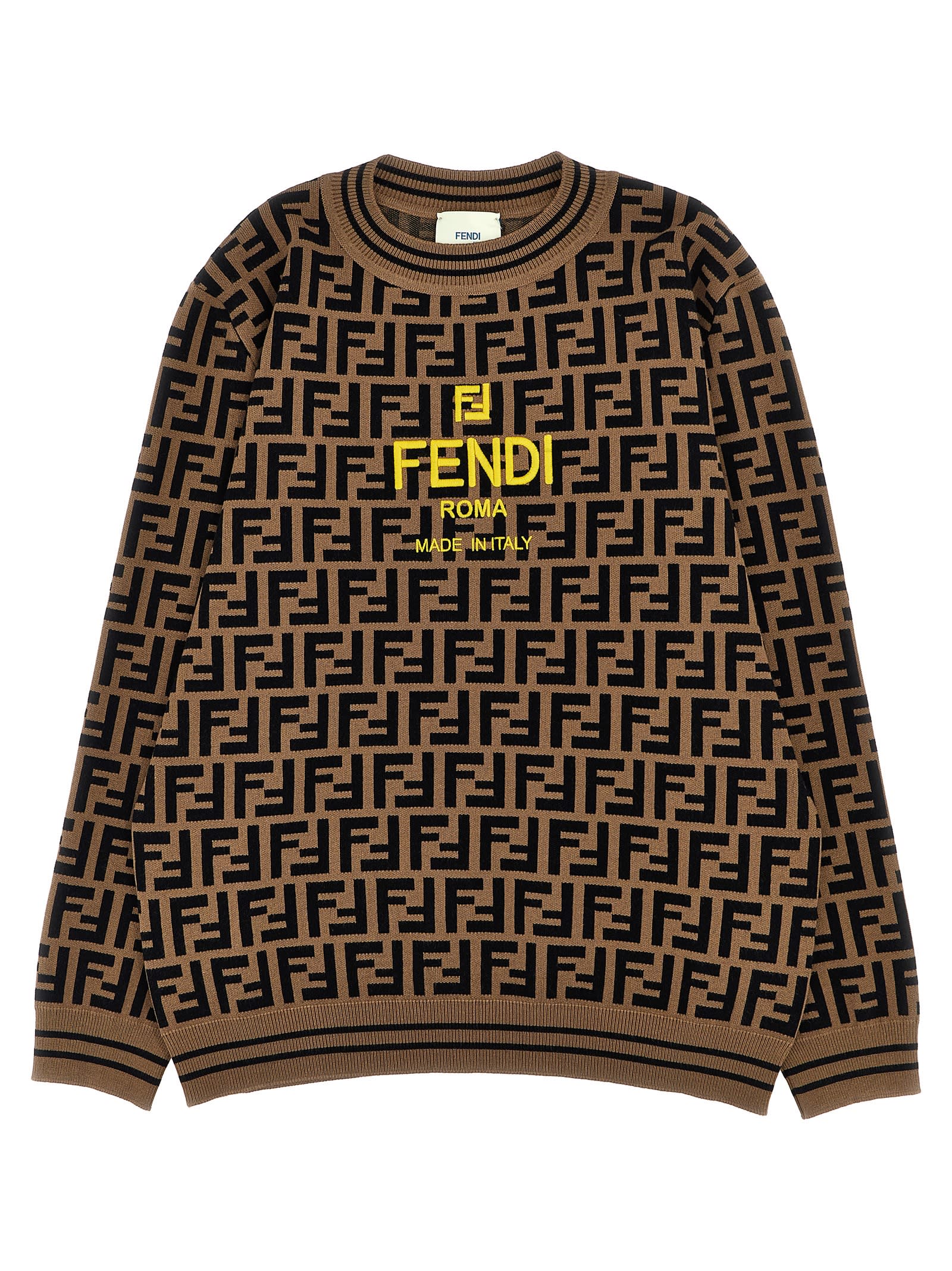 Fendi Kids' Logo Sweater In Metallic