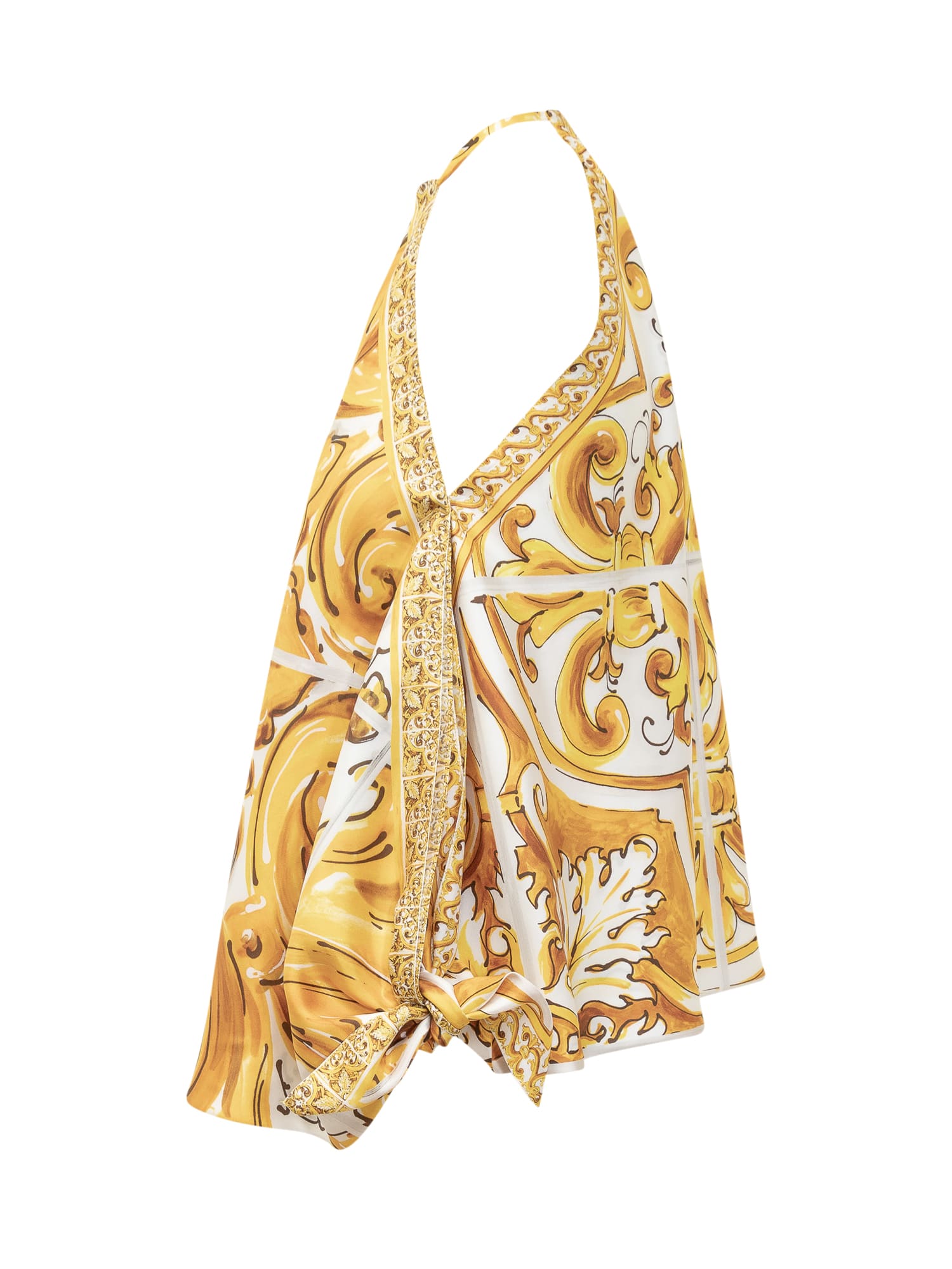 Shop Dolce & Gabbana Maiolica Silk Twill Top In Maiolica 2l Giallo