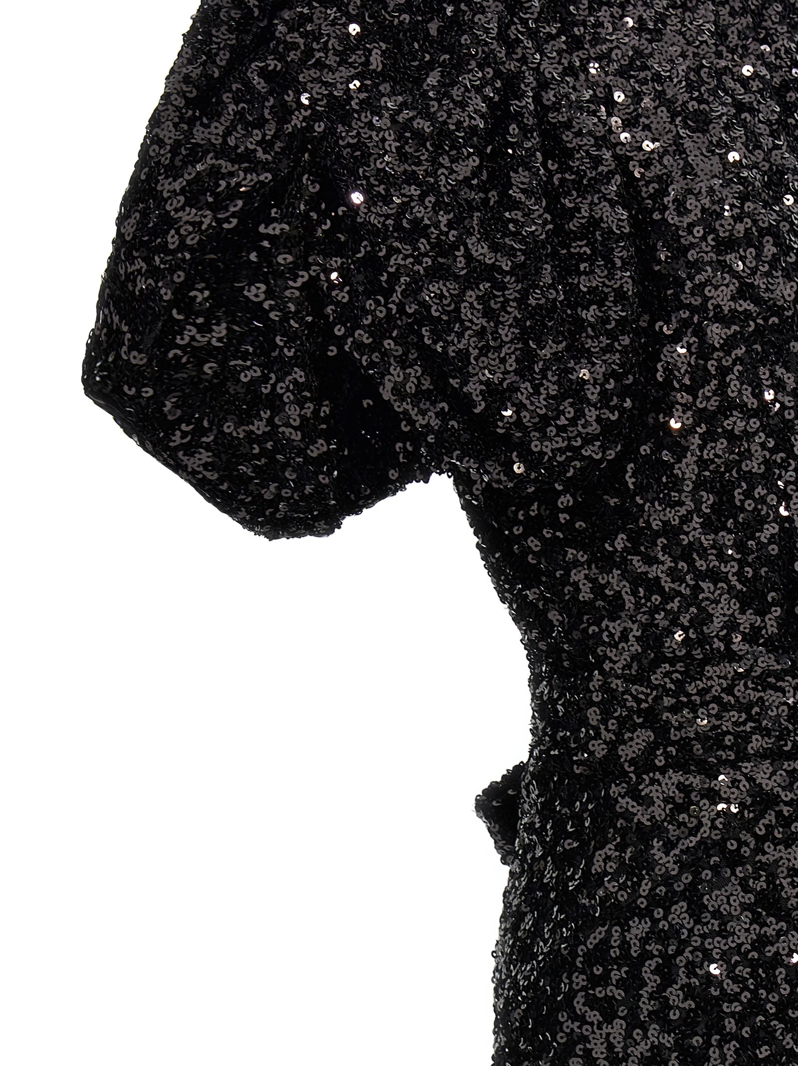 Rotate Birger Christensen Womens Black Regular-fit Puff-sleeve Sequin Midi Dress In Nero