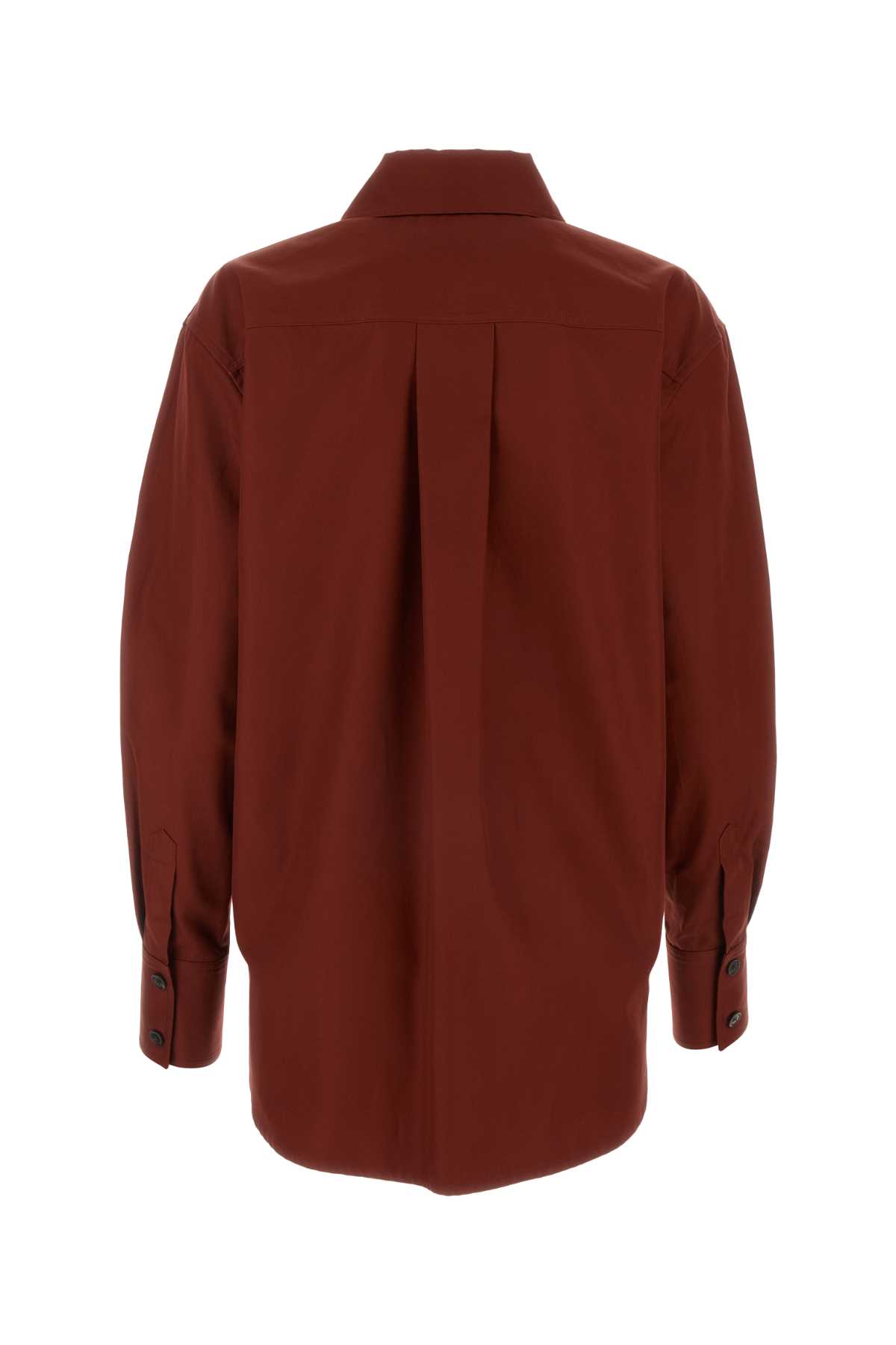 Saint Laurent Tiziano Red Cotton Shirt In Rougefonce