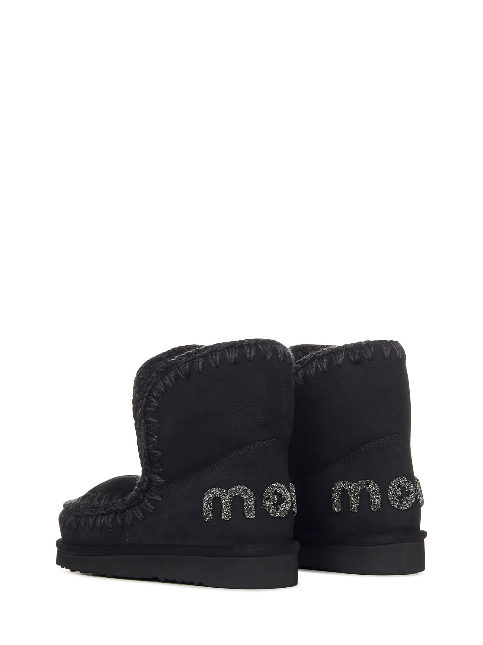 Shop Mou I Eskimo 18 Glitter Logo Boots In Bkbk Black Black