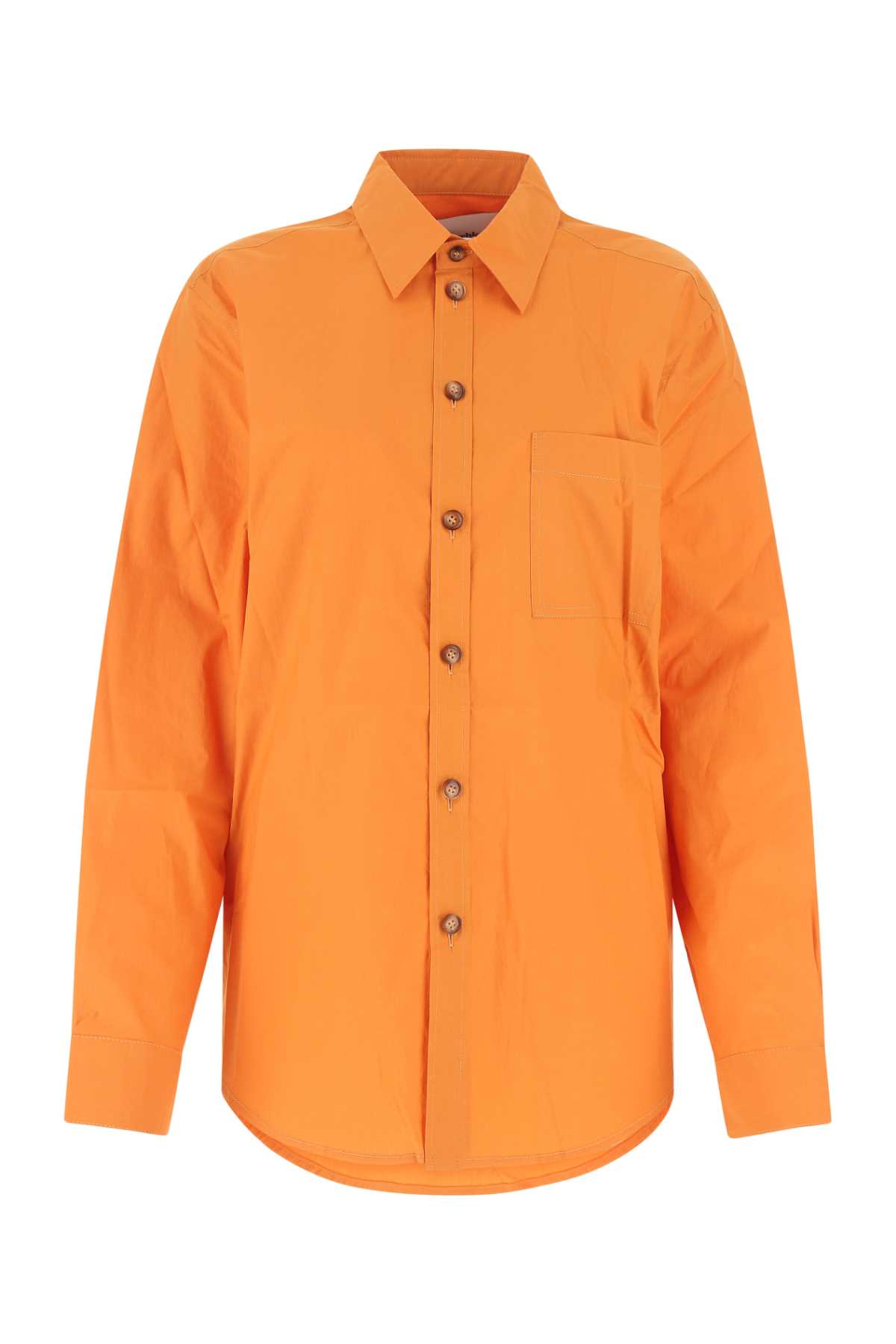 Shop Nanushka Orange Poplin Oversize Shirt