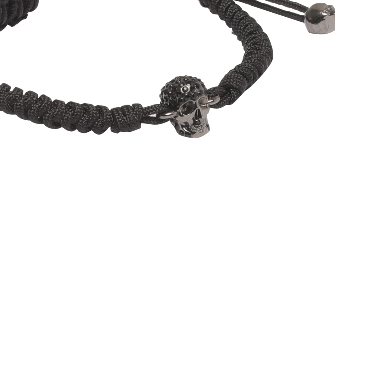 Shop Alexander Mcqueen Pave Skull Friendship Bracelet In Black