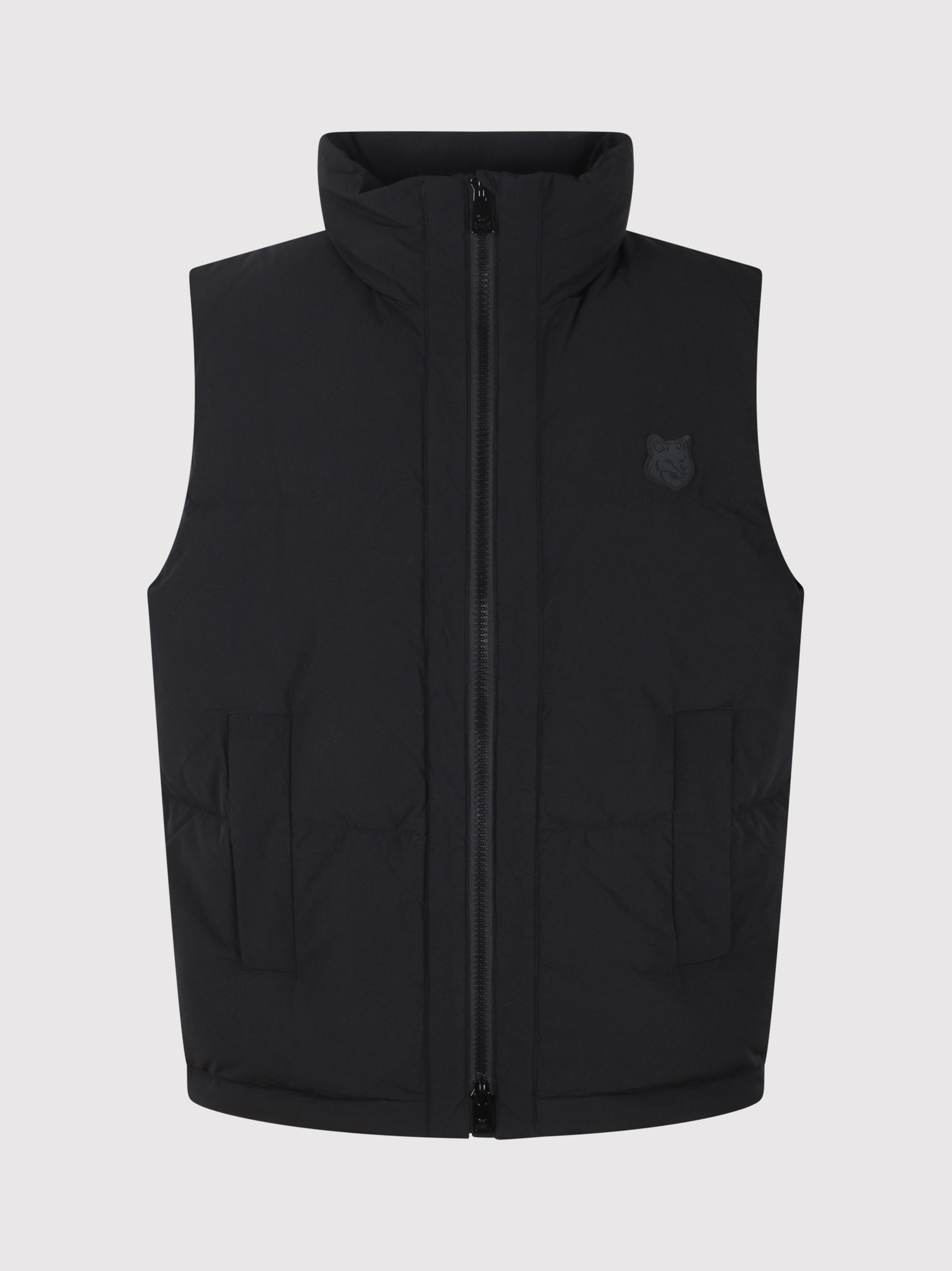 Shop Maison Kitsuné Padded Fox Head Gilet In Black