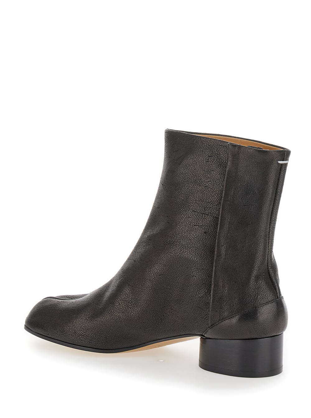 Shop Maison Margiela Tabi Black Ankle Boots In Leather Woman