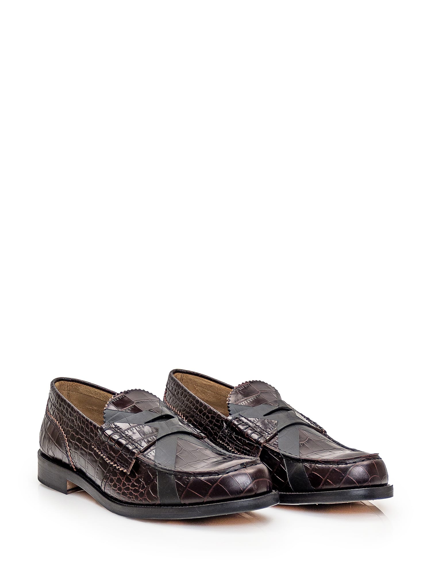 Shop College Leather Loafer In T.moro-black