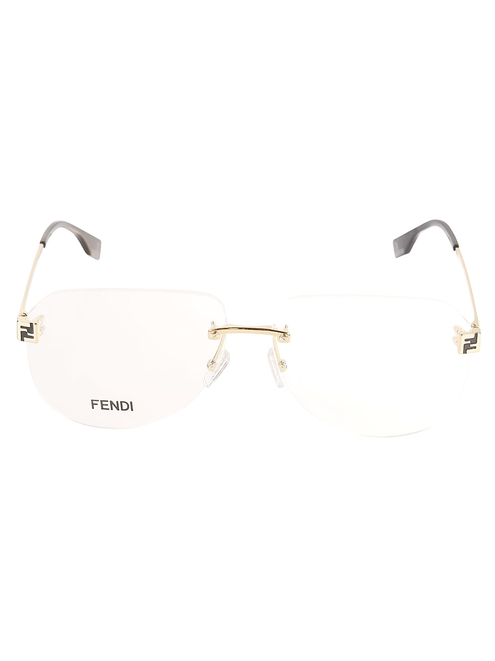 Shop Fendi Frameless Clear Lense Glasses In 032 - Yellow