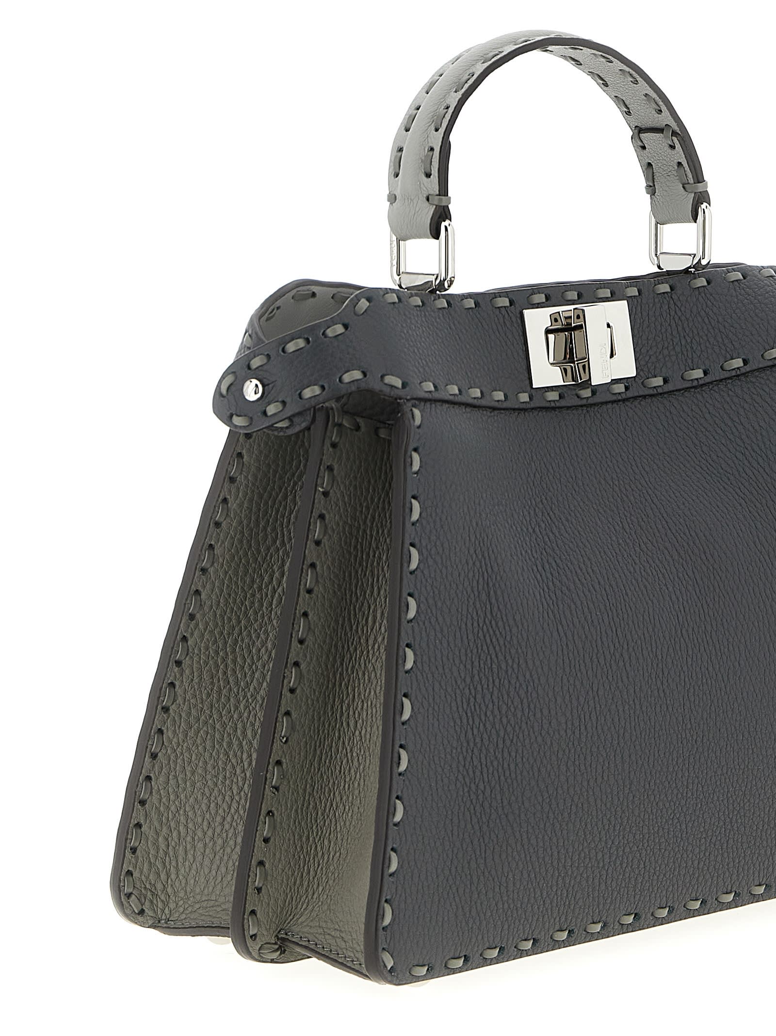 Fendi Small Peekaboo Iseeu Selleria Stitching Tote Bag In Gray