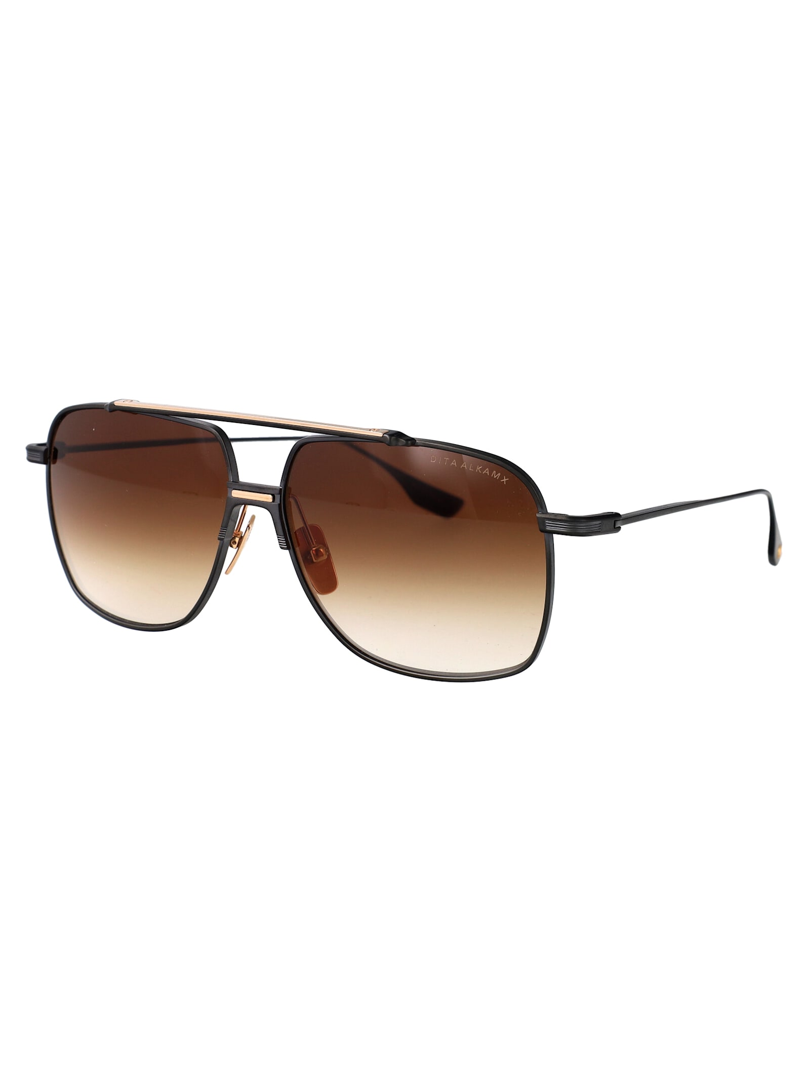 Dita Alkamx Sunglasses In Black Iron - White Gold W/ Dark Brown To Clear Gradient