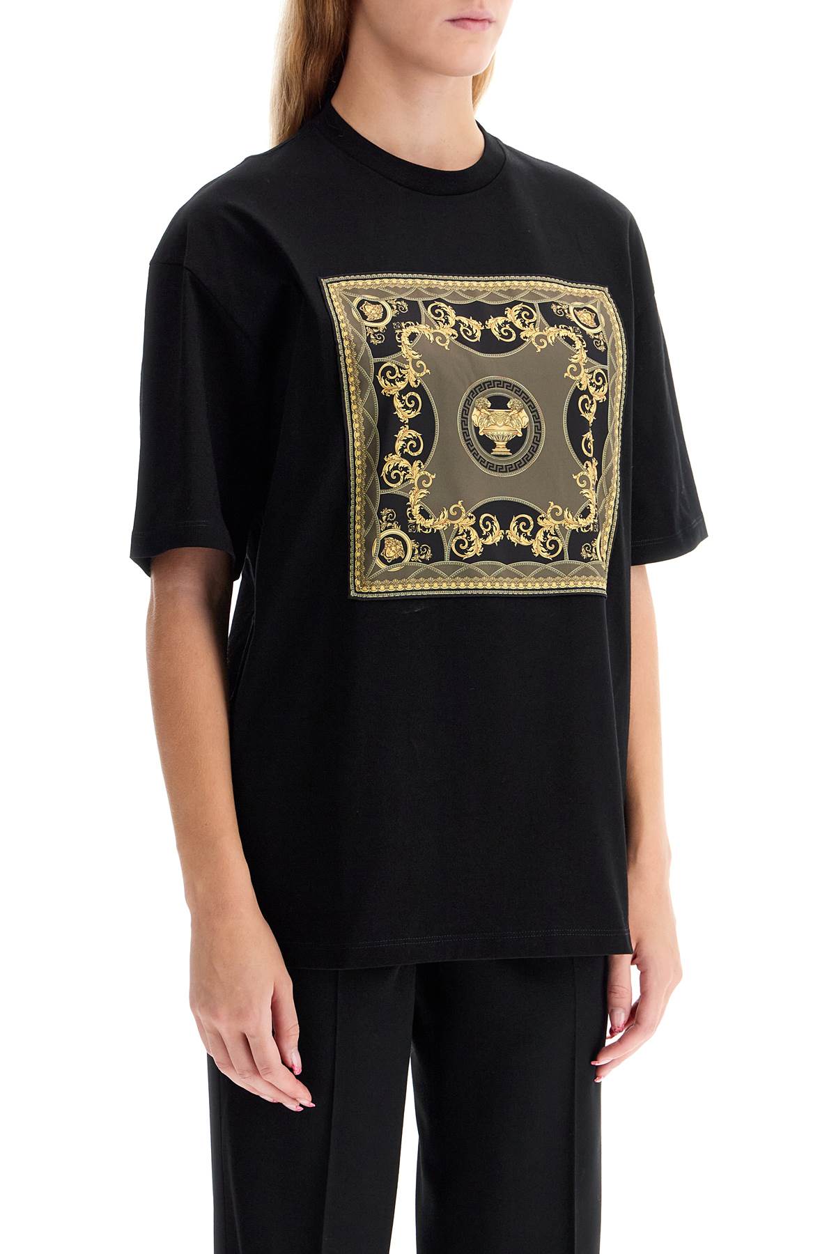 Shop Versace Oversized T-shirt - The In Black+multicolor (black)