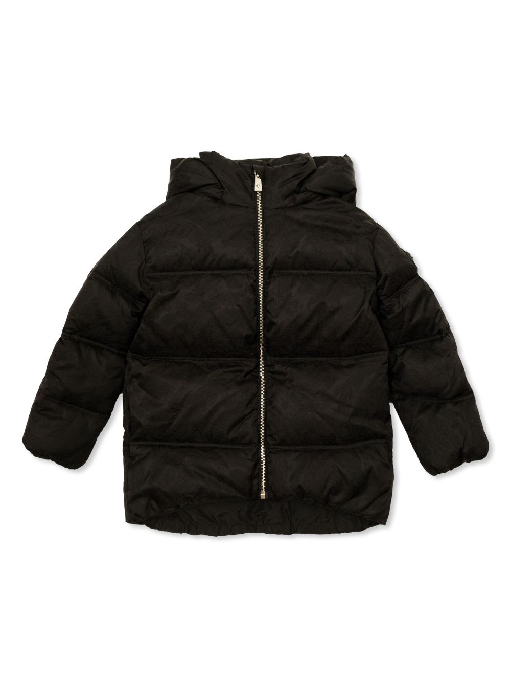 Versace Black Barocco Down-padded Jacket In Black