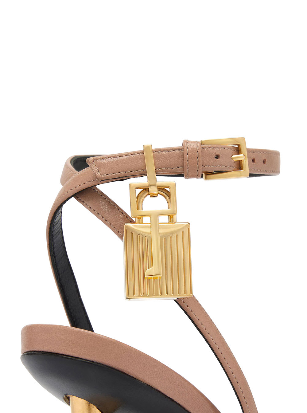Shop Tom Ford Pink Leather Sandals With Padlock Detail  Woman In Metallic