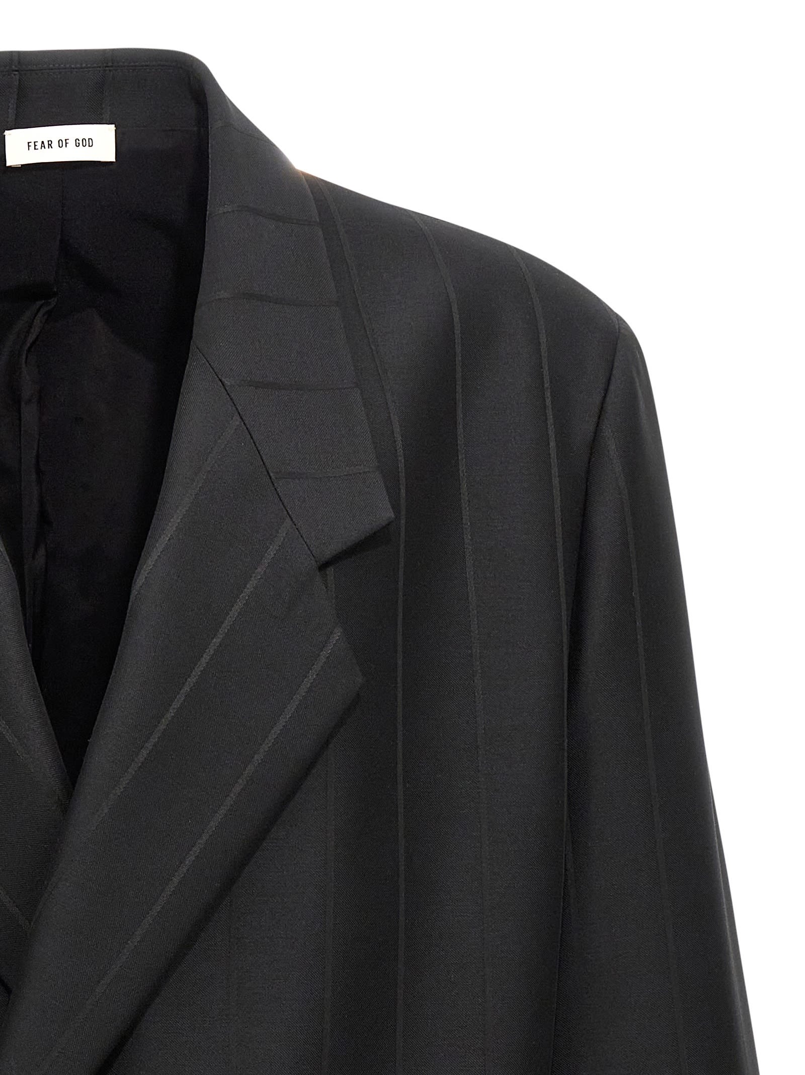 Fear Of God Casual Blazer With Striped Pattern And Button Cuffs In Black