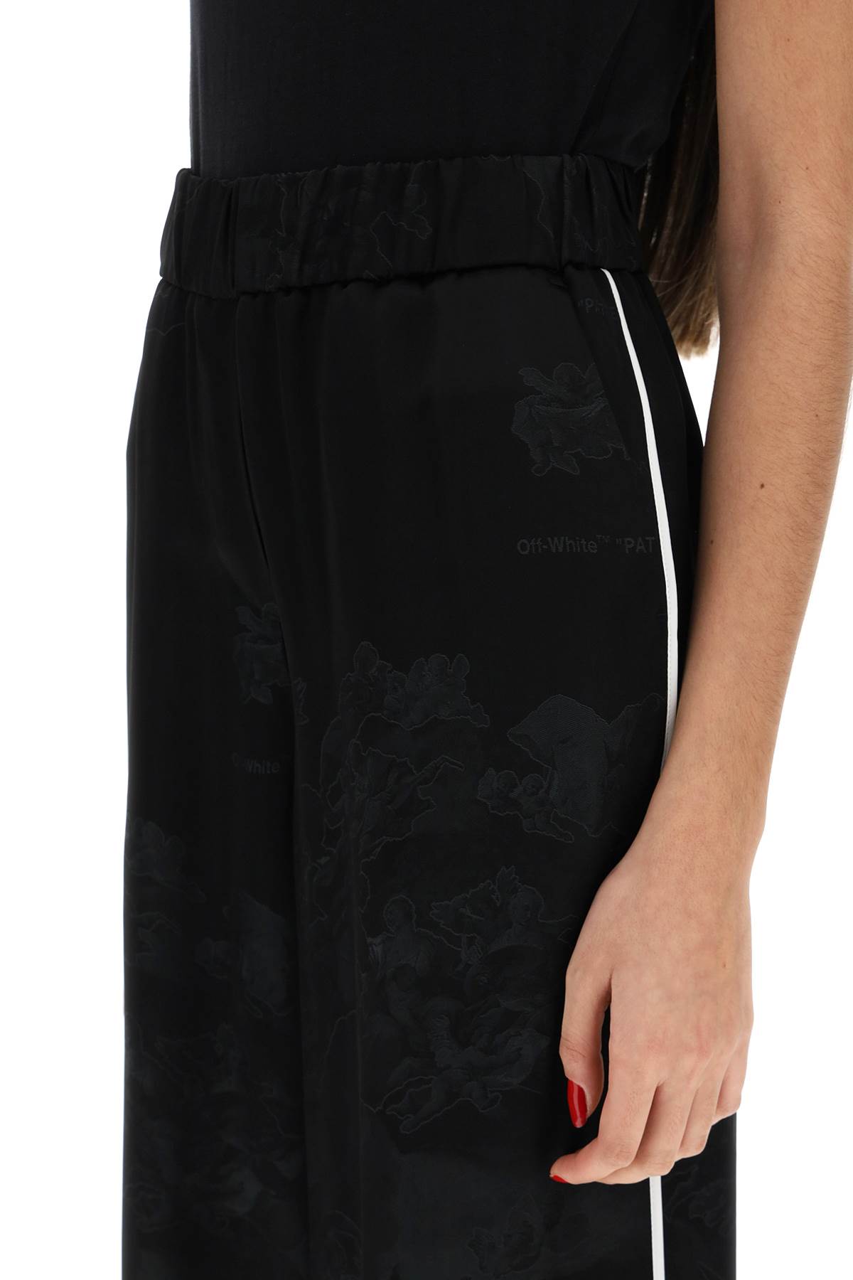 Shop Off-white Jacquard Pijama Pants In Black (black)