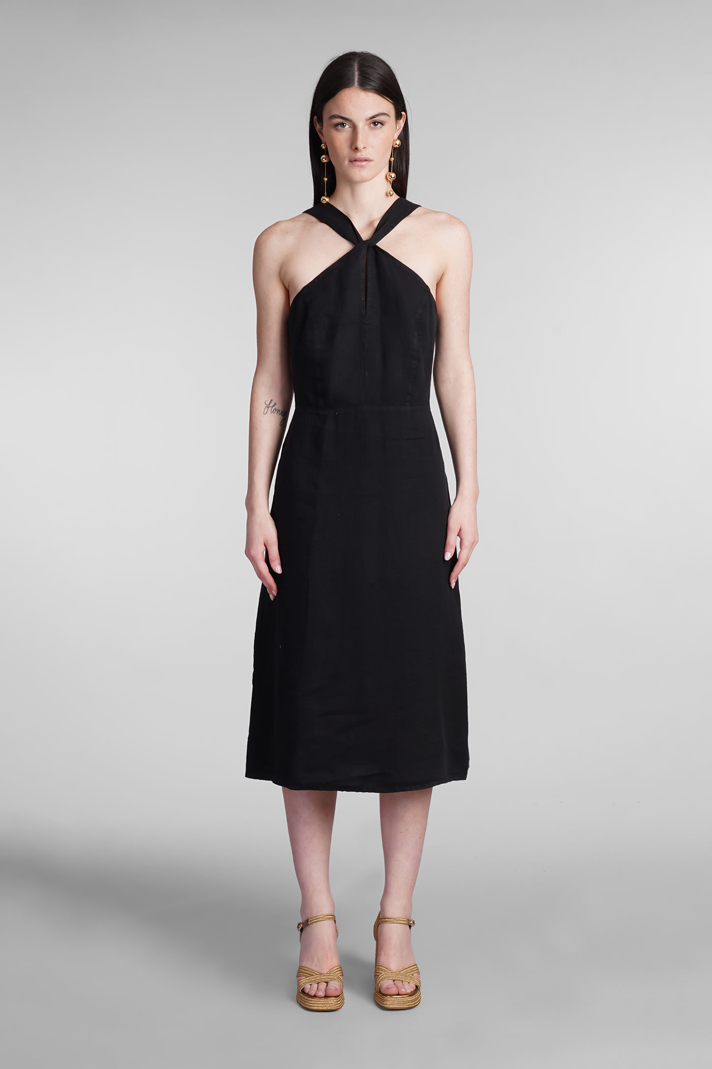 Shop 120% Lino Dress In Black Linen