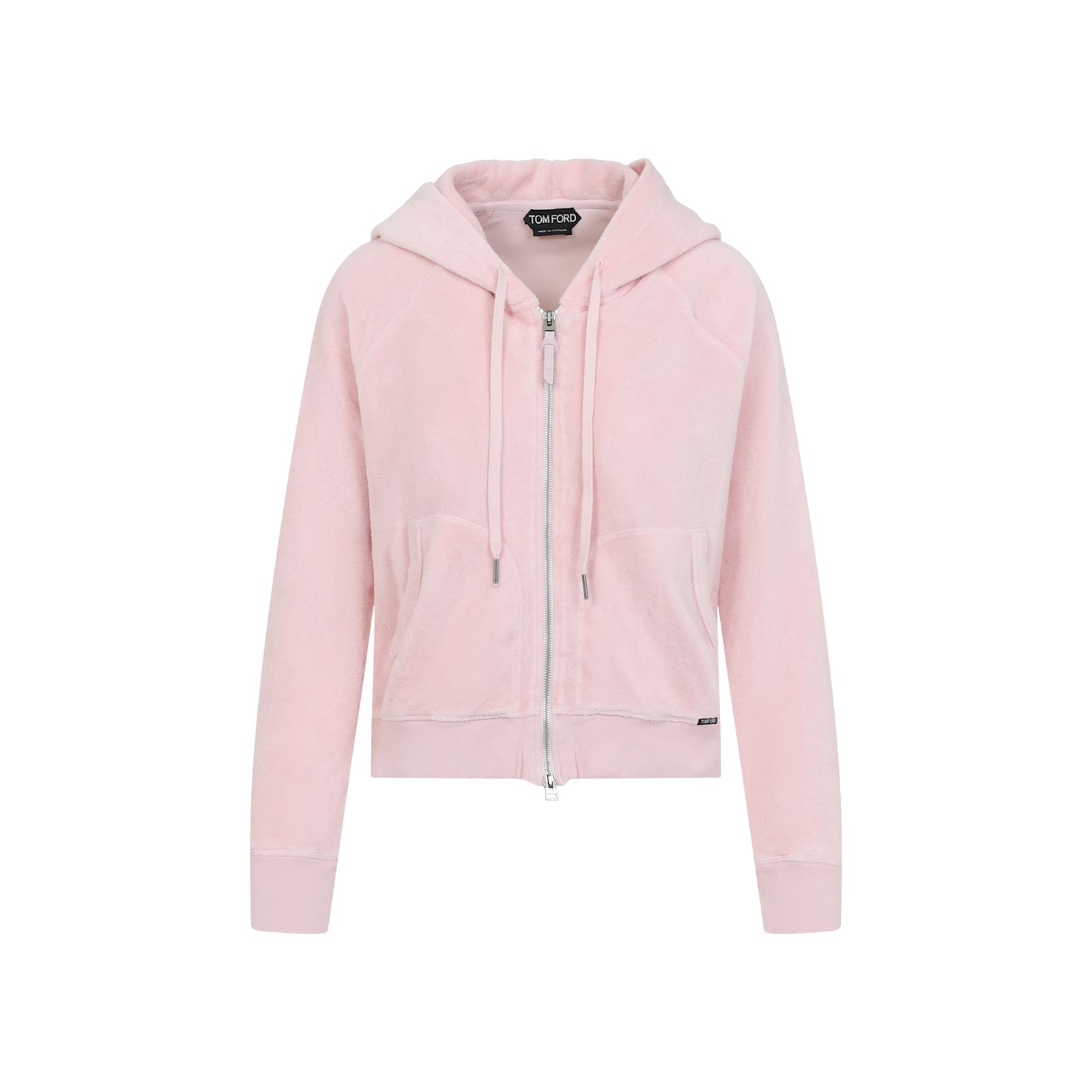 Tom Ford Towelling Hoodie With Hood And Pockets In Pale Salmon