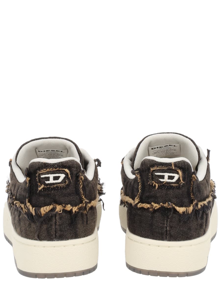 Diesel Casual Low-top Sneakers Frayed Detail In Black