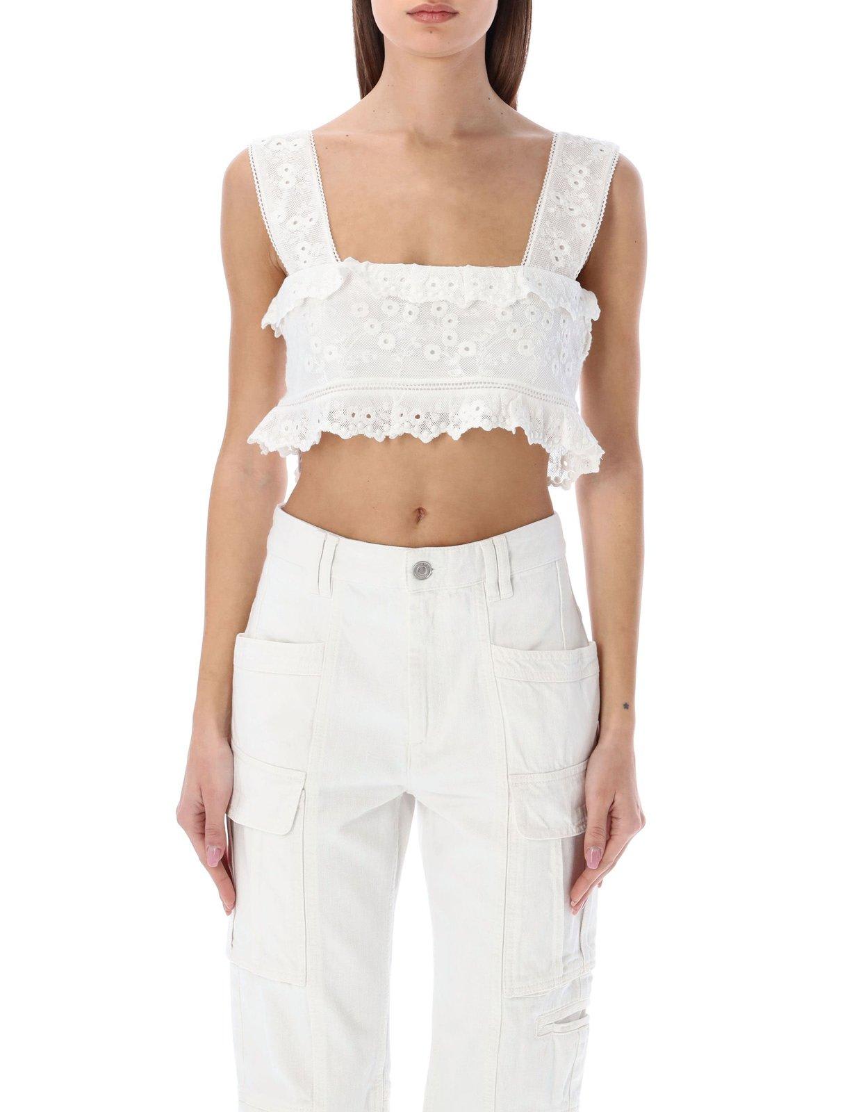 Shop Isabel Marant Mecelia Cropped Top In Wh White